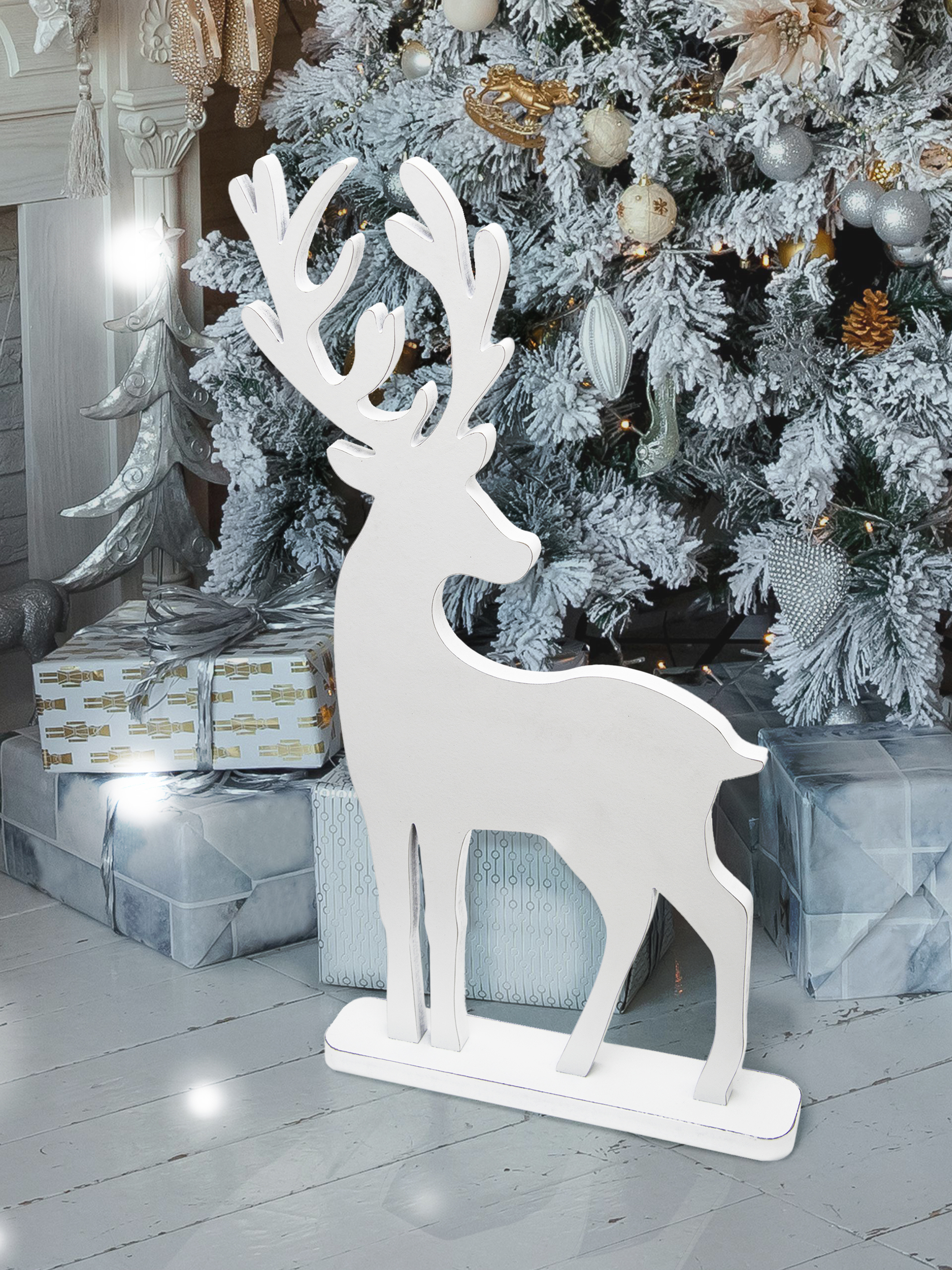 Изображение товара Декоративная фигура новогодняя Elenadecor NG22100 олень один большой белый