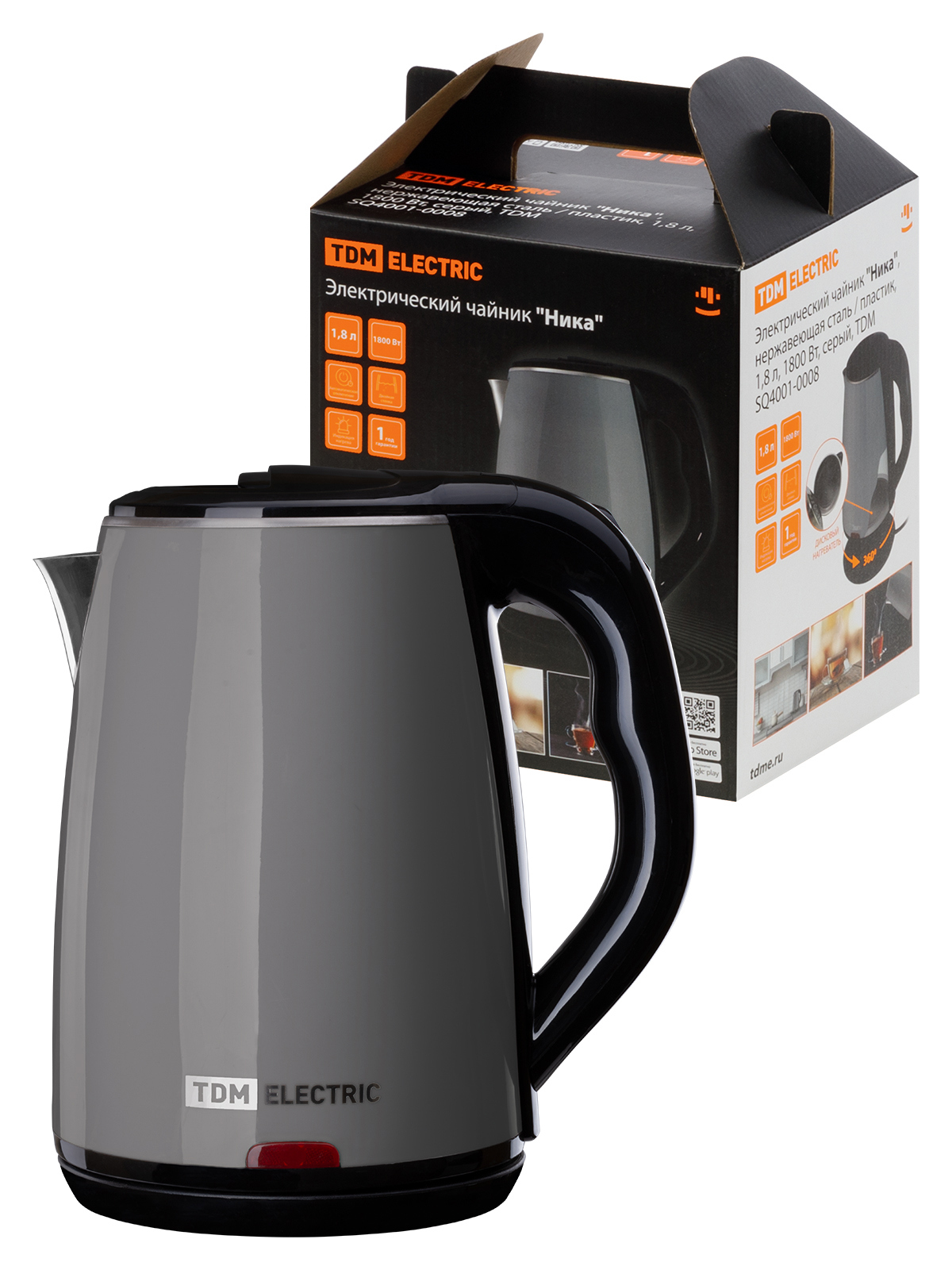 Изображение товара Электрический чайник НИКА 1.8 л нержавейка серый TDM ELECTRIC