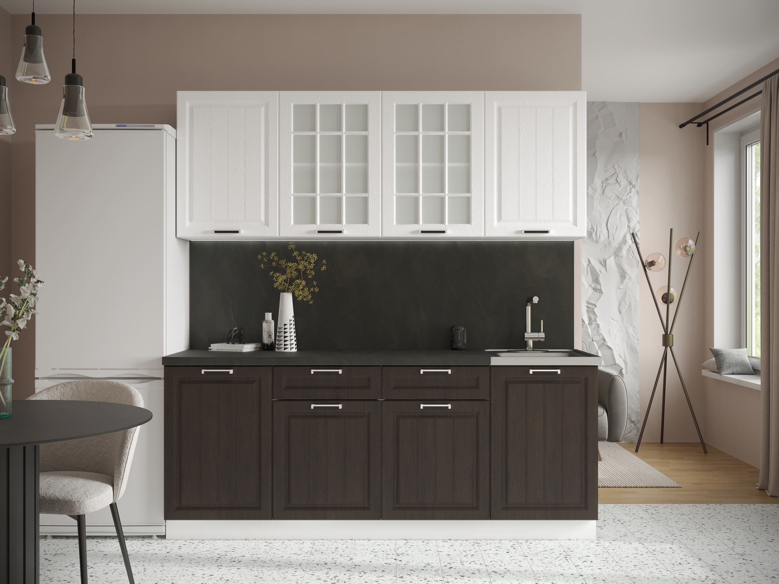 Изображение товара Кухонный гарнитур Сурская мебель Прага 026 200x214x47.8 см МДФ цвет венге