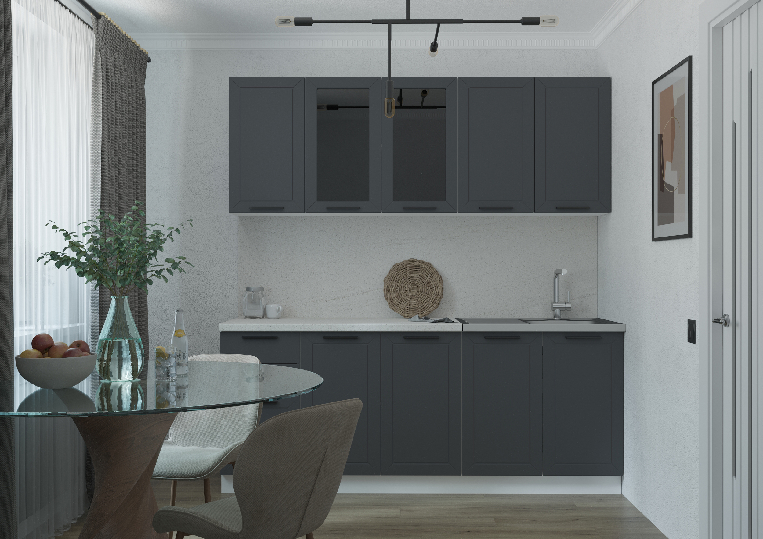 Изображение товара Кухонный гарнитур Сурская мебель Глетчер Маренго 035 200x214x47.8 см МДФ цвет серый