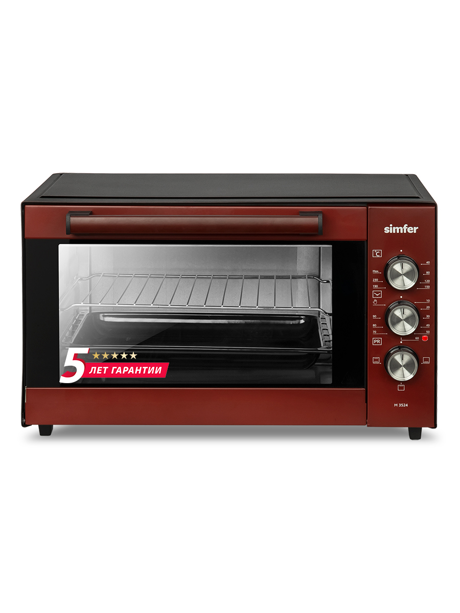 Изображение товара Электропечь Simfer M3524 35л 1300 Вт красный компактная духовка для запекания
