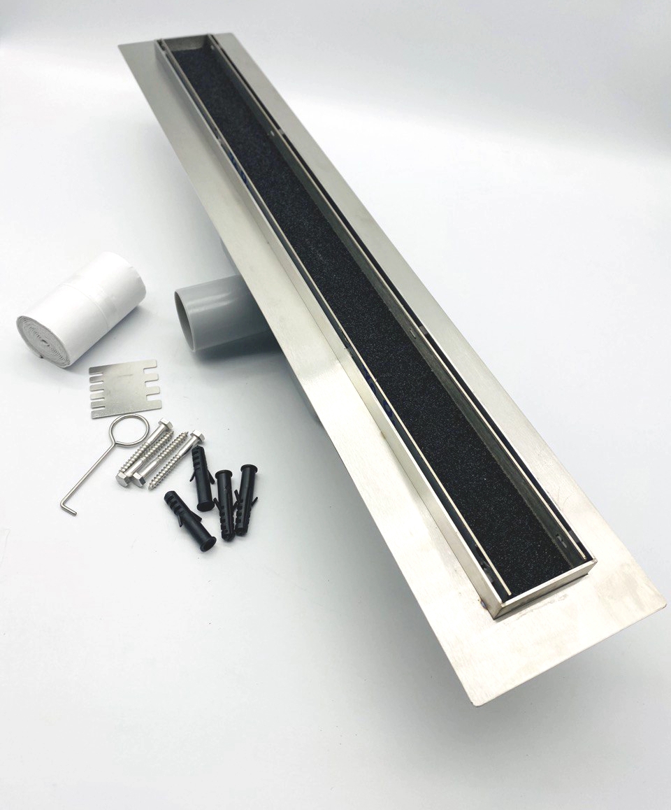 Изображение товара Душевой трап TIM 80x6 см с регулировкой высоты и гидрозатвором