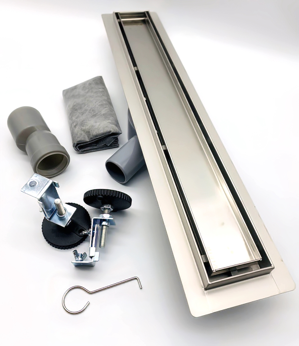 Изображение товара Душевой трап Vieir 40x7 см нержавеющая сталь универсальный гидрозатвор