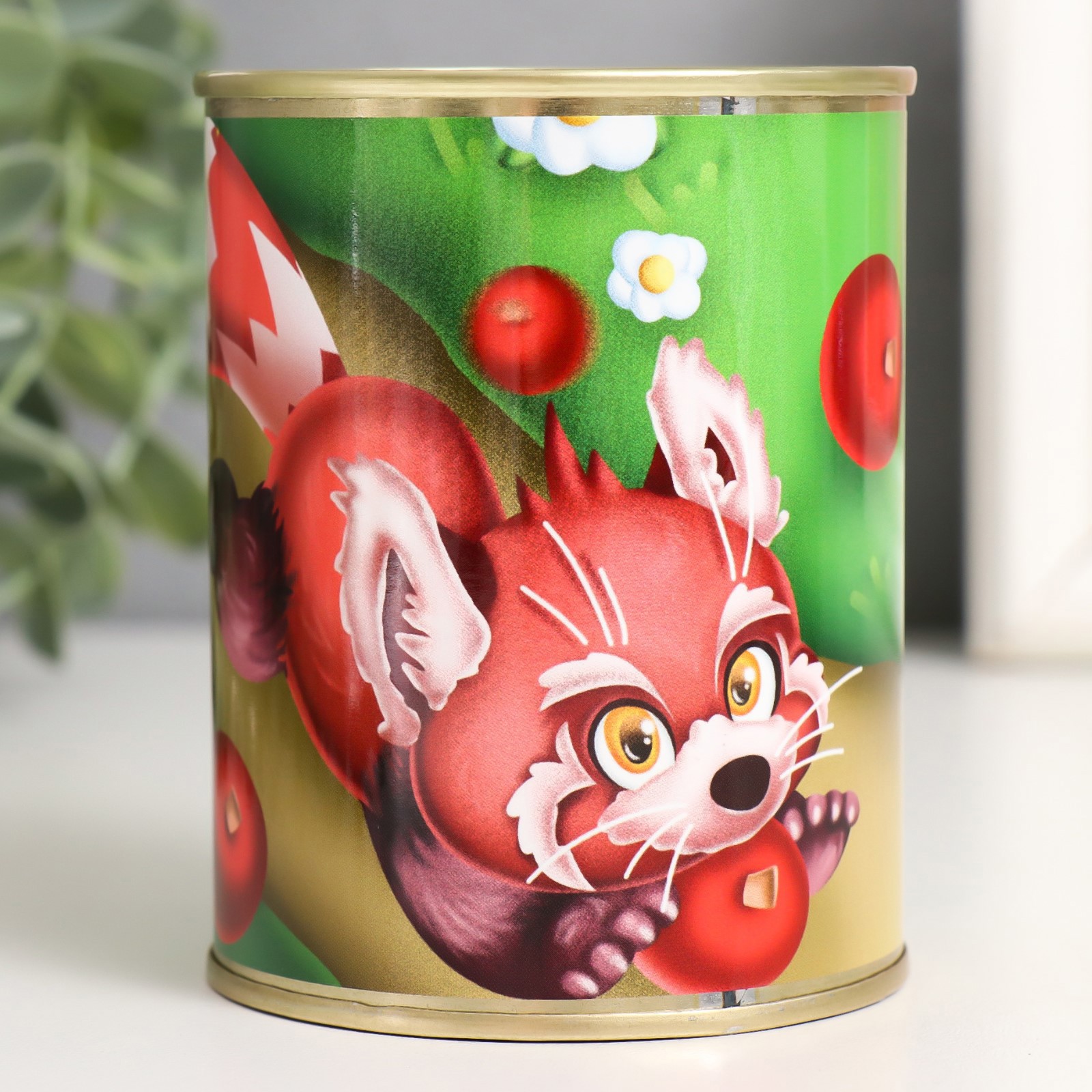 Изображение товара Копилка-банка металл Красная панда