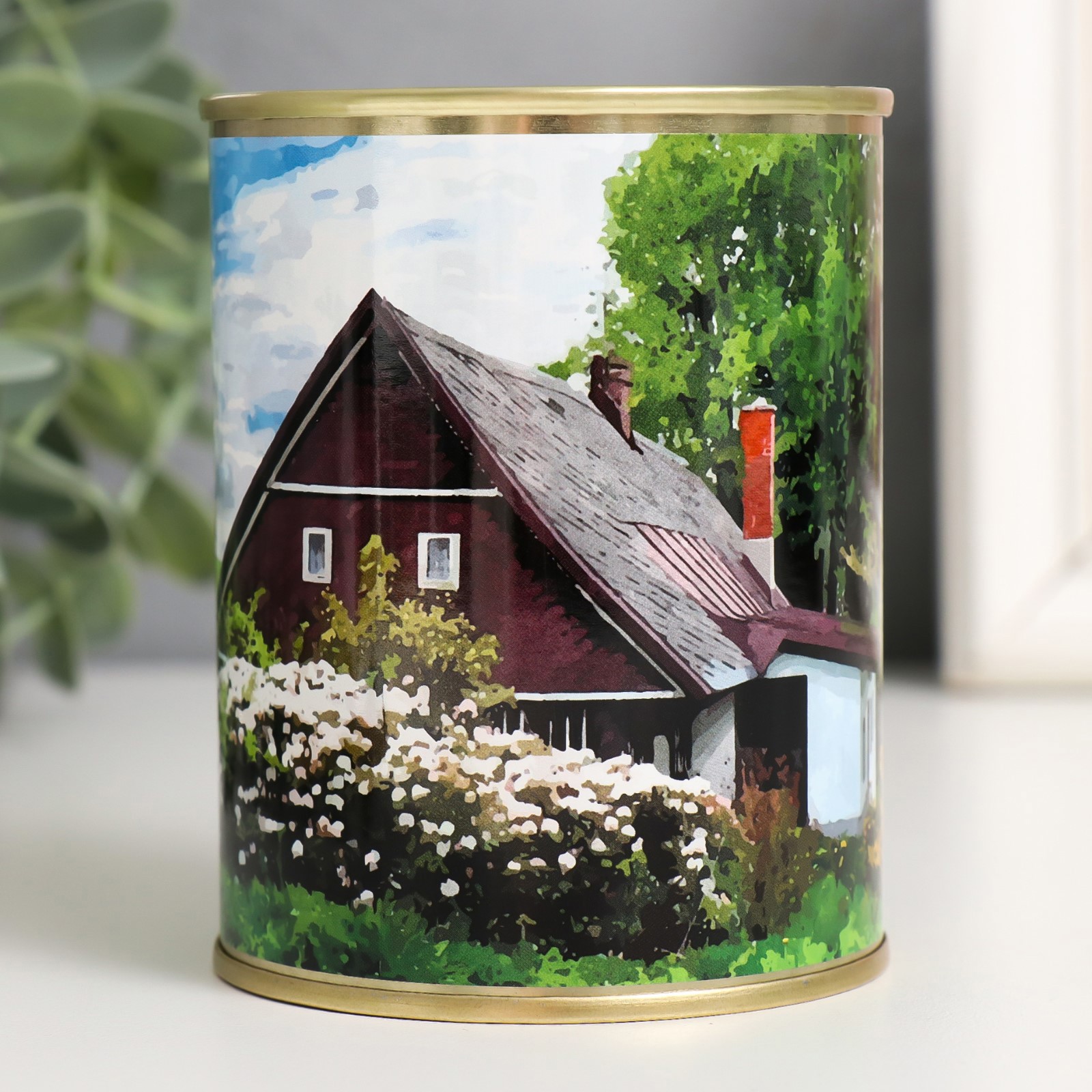 Изображение товара Копилка-банка металл Цветочный домик