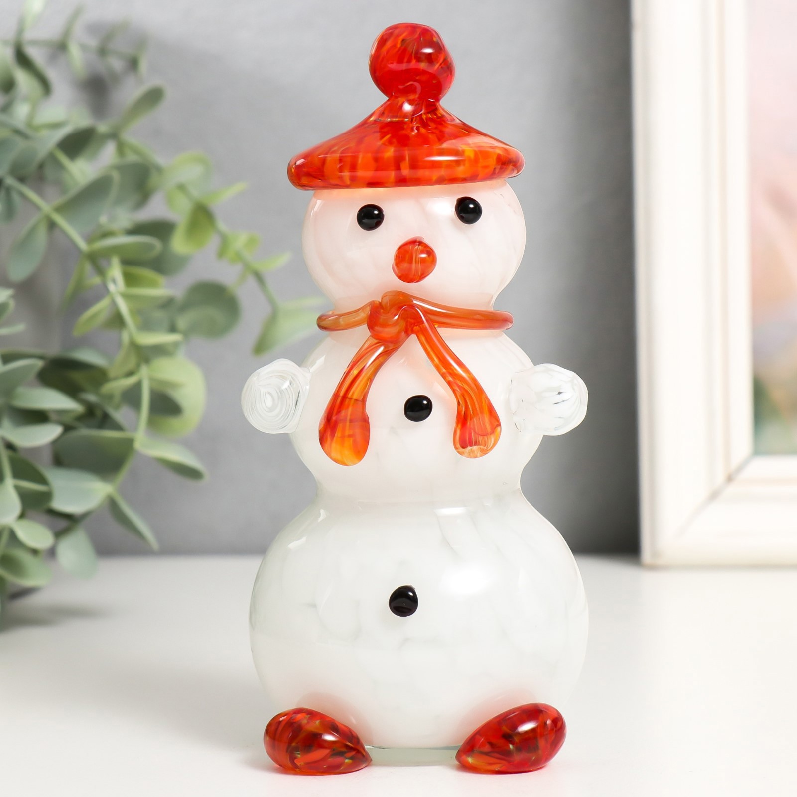 Изображение товара Фигурка стекло "Снеговик" 15 см