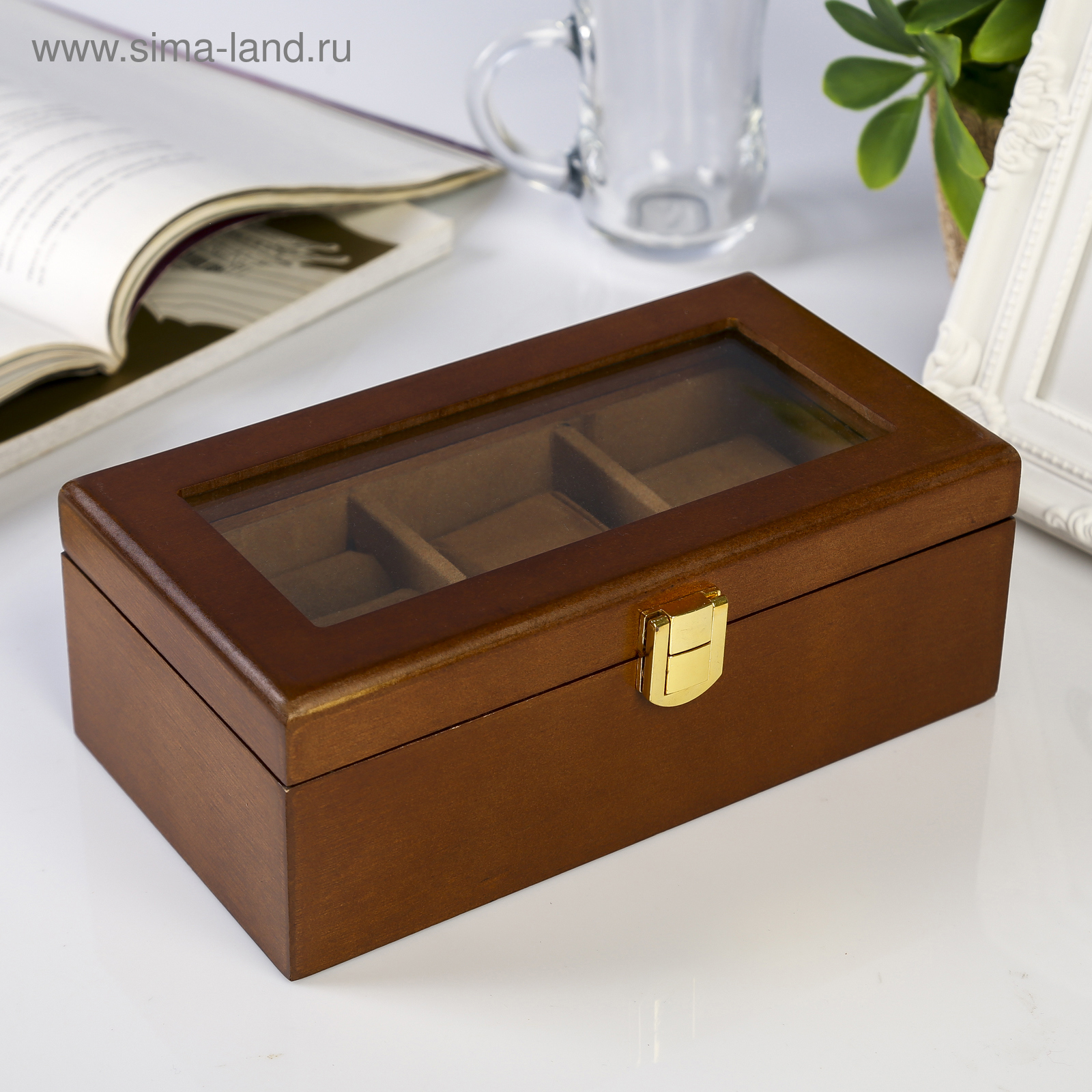 Изображение товара Шкатулка 2 отделения под часы и бижутерию "Стиль" коричневая 10.5x7x19.2 см Изображение товара Шкатулка 2 отделения под часы и бижутерию "Стиль" коричневая 10.5x7x19.2 см