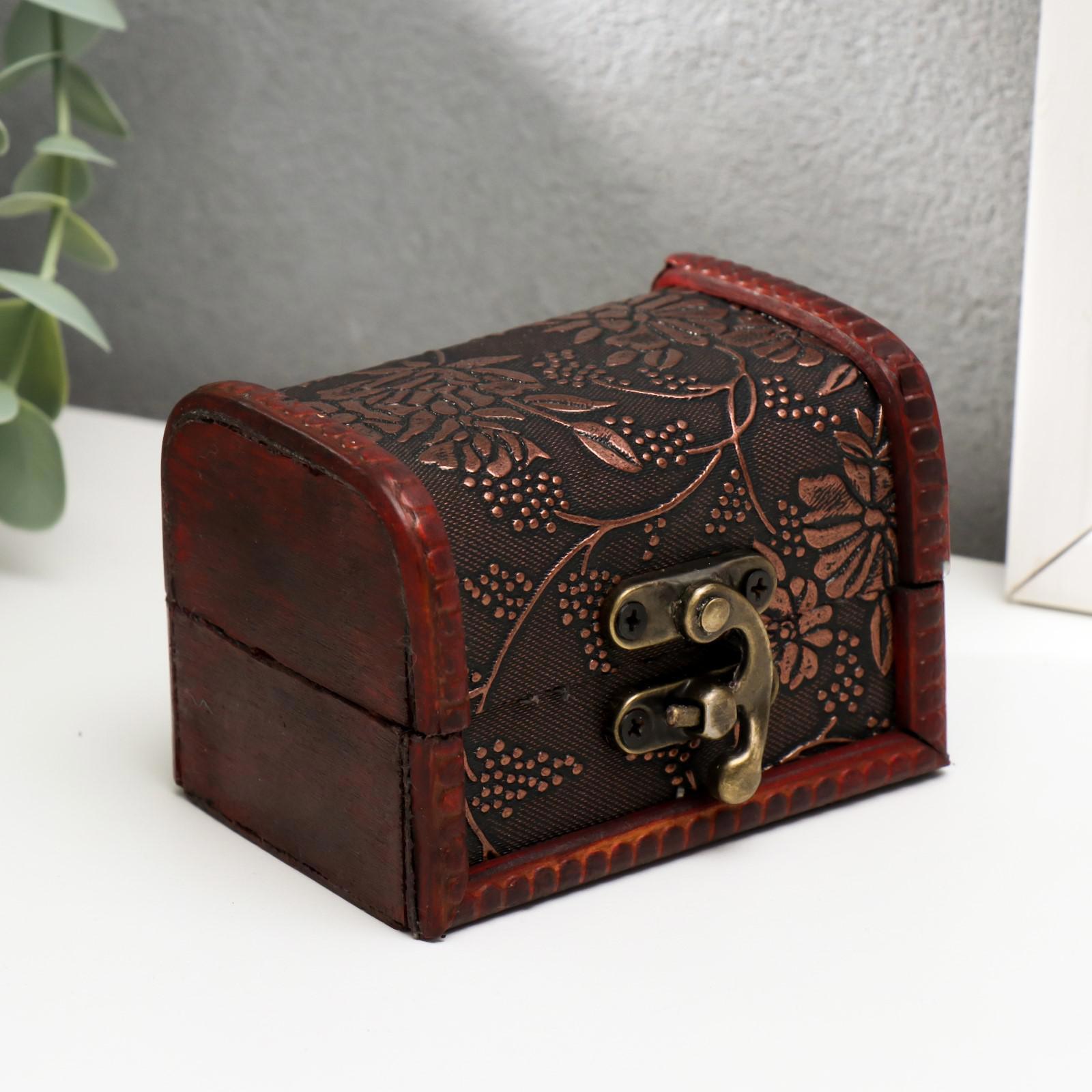 Изображение товара Шкатулка Цветочная SIMALAND — 6x8.8x5.5 см, кожа, Китай