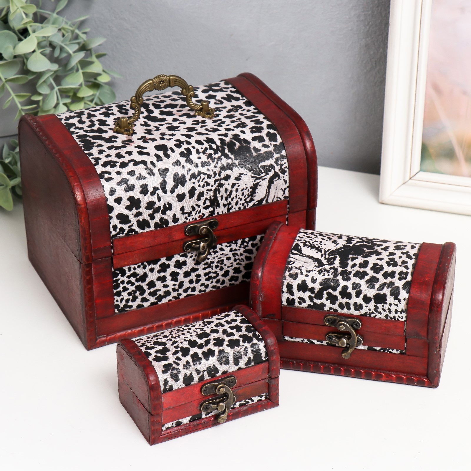 Изображение товара Шкатулка сундучок "Шкура леопарда" набор 3 шт