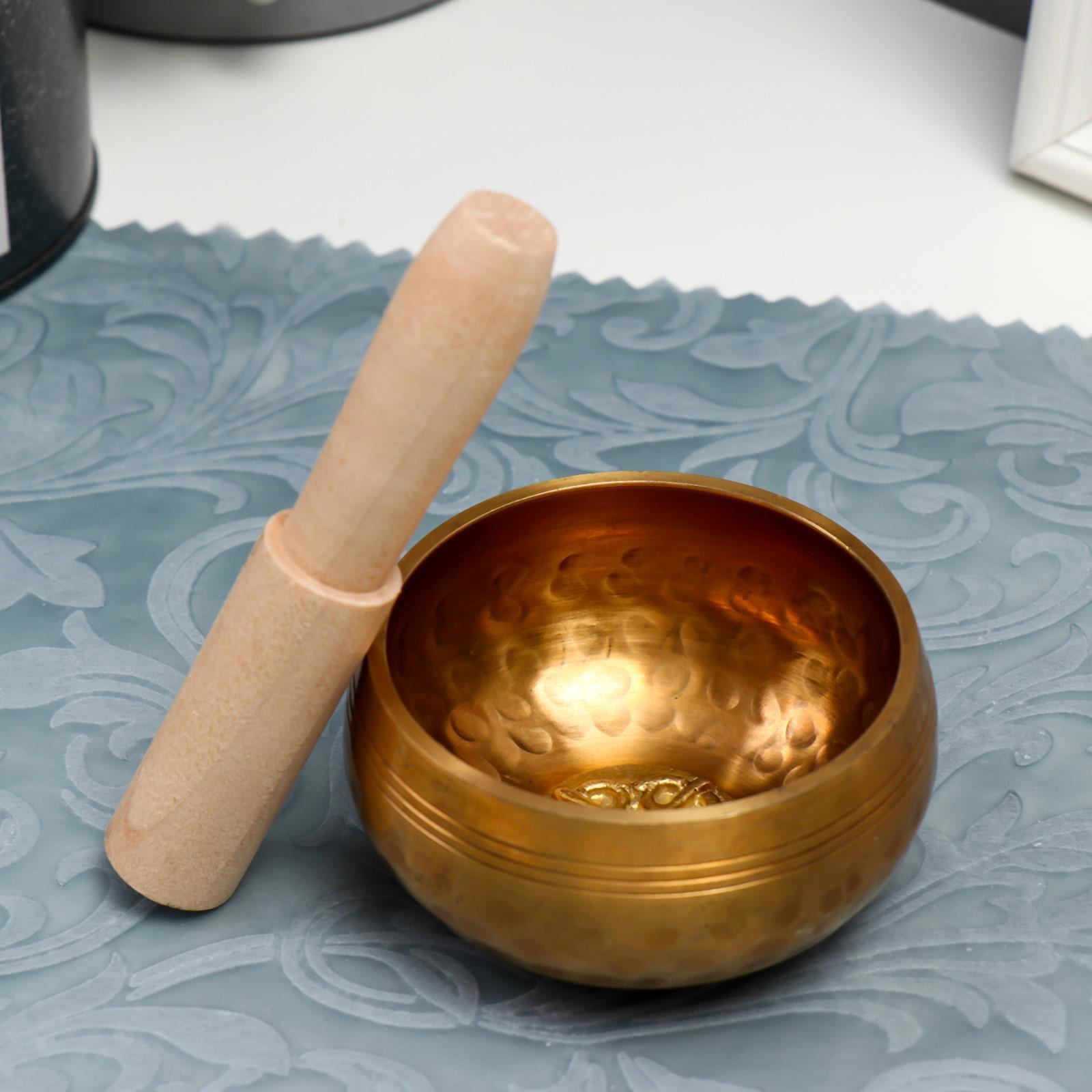 Изображение товара Сувенир поющая чаша матовая Точки и цветок с резонатором 4x8x8 см