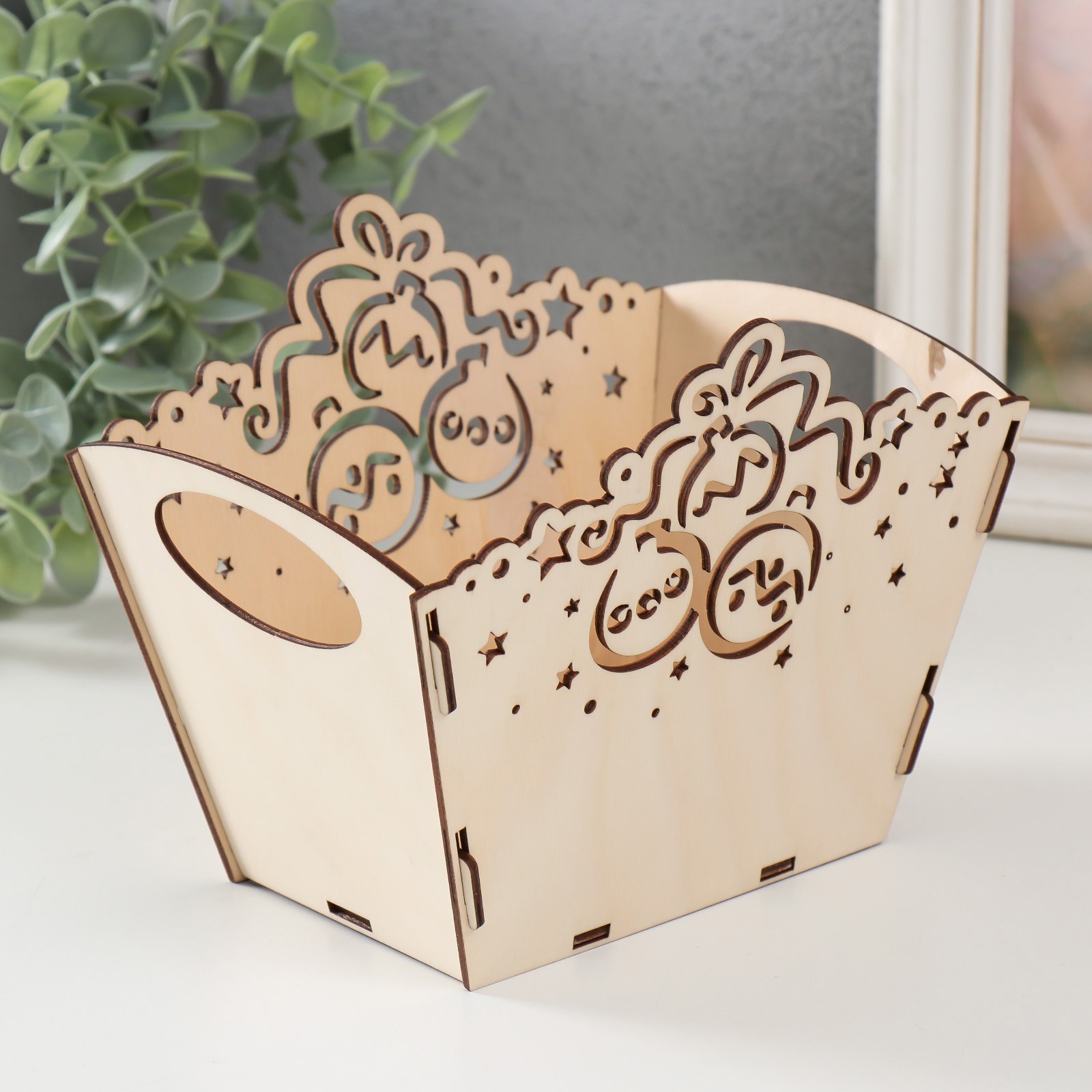Изображение товара Шкатулка для украшений "Шарики" натуральный 18x12x14.5 см
