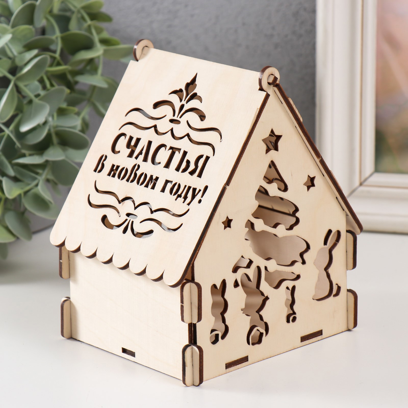 Изображение товара Шкатулка для украшений "Зайки" натуральный 12x10x14 см