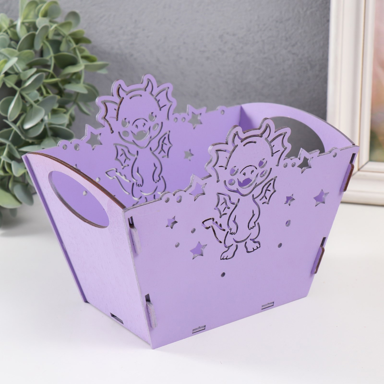 Изображение товара Шкатулка для украшений "Дракоша" сиреневый 18x12x14.5 см