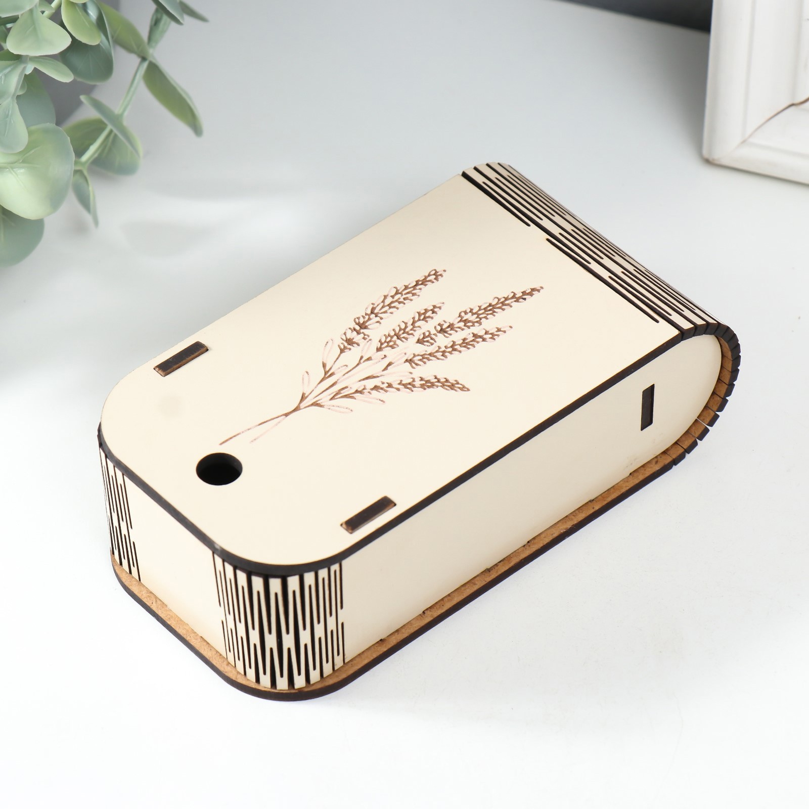 Изображение товара Шкатулка для украшений Цветочки 13x7x4 см — ХДФ, бежевый