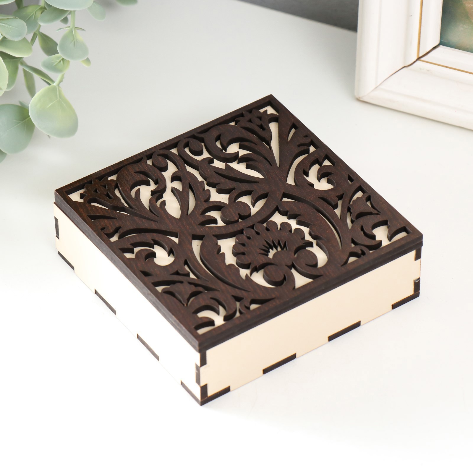 Изображение товара Шкатулка для украшений "Узоры" 10x10x3 см 1