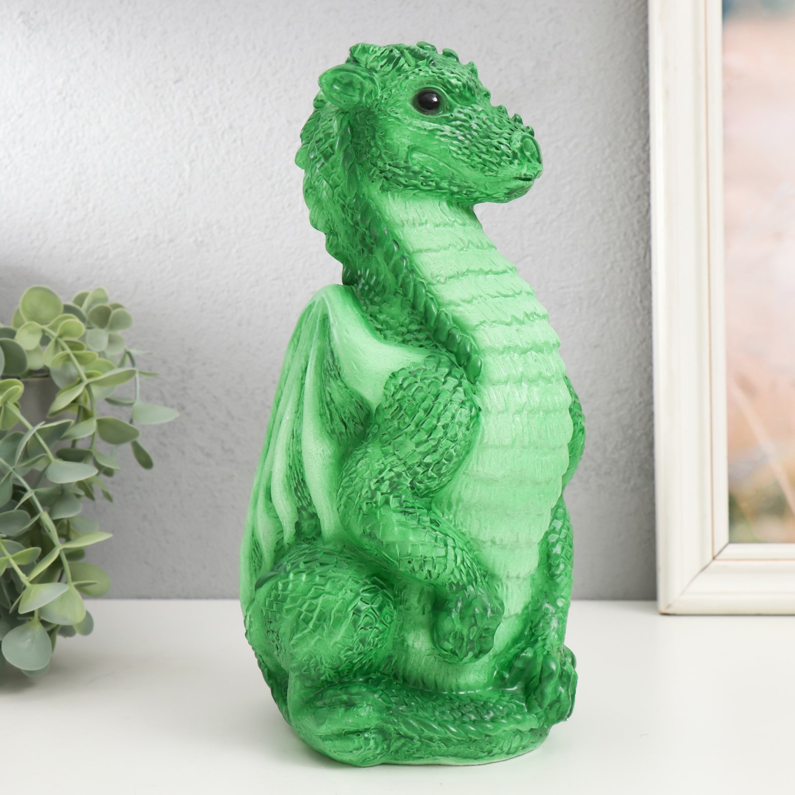 Изображение товара Фигурка гипс "Дракон" 25.5x12x13 см светло-зелёный