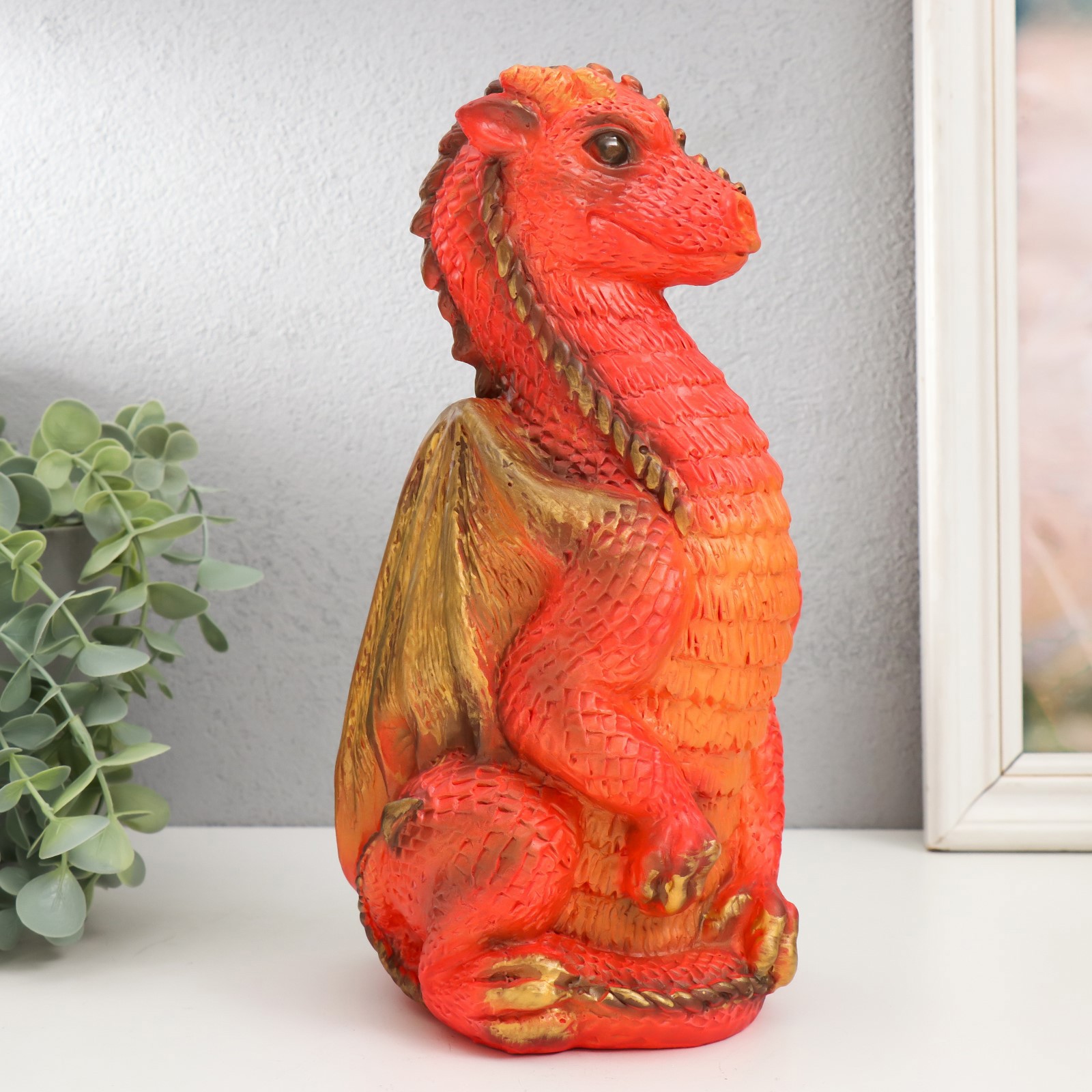 Изображение товара Фигурка гипс "Дракон" 25.5x12x13 см оранжевый