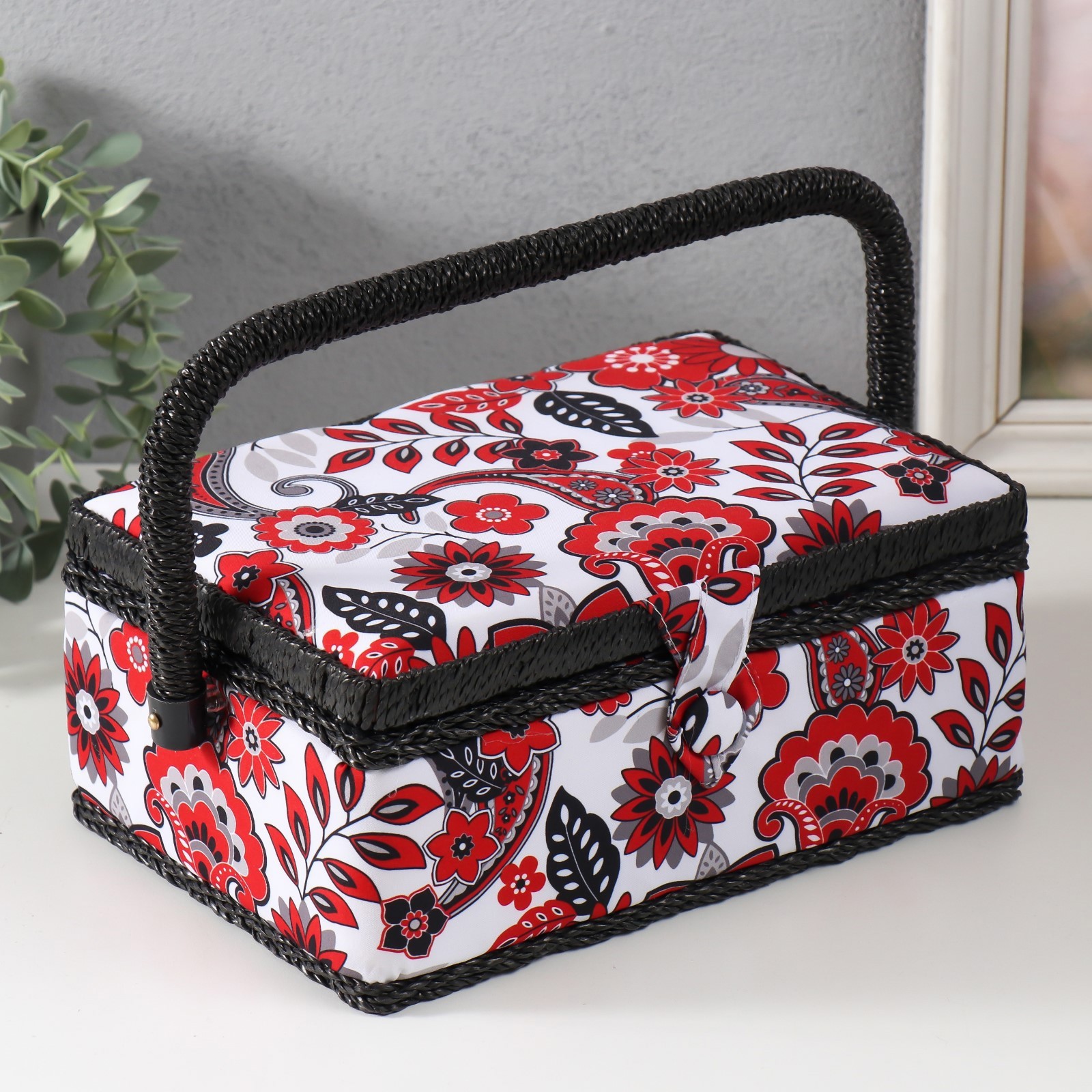 Изображение товара Шкатулка для рукоделия "Народный цветочный узор" 24x16x11 см