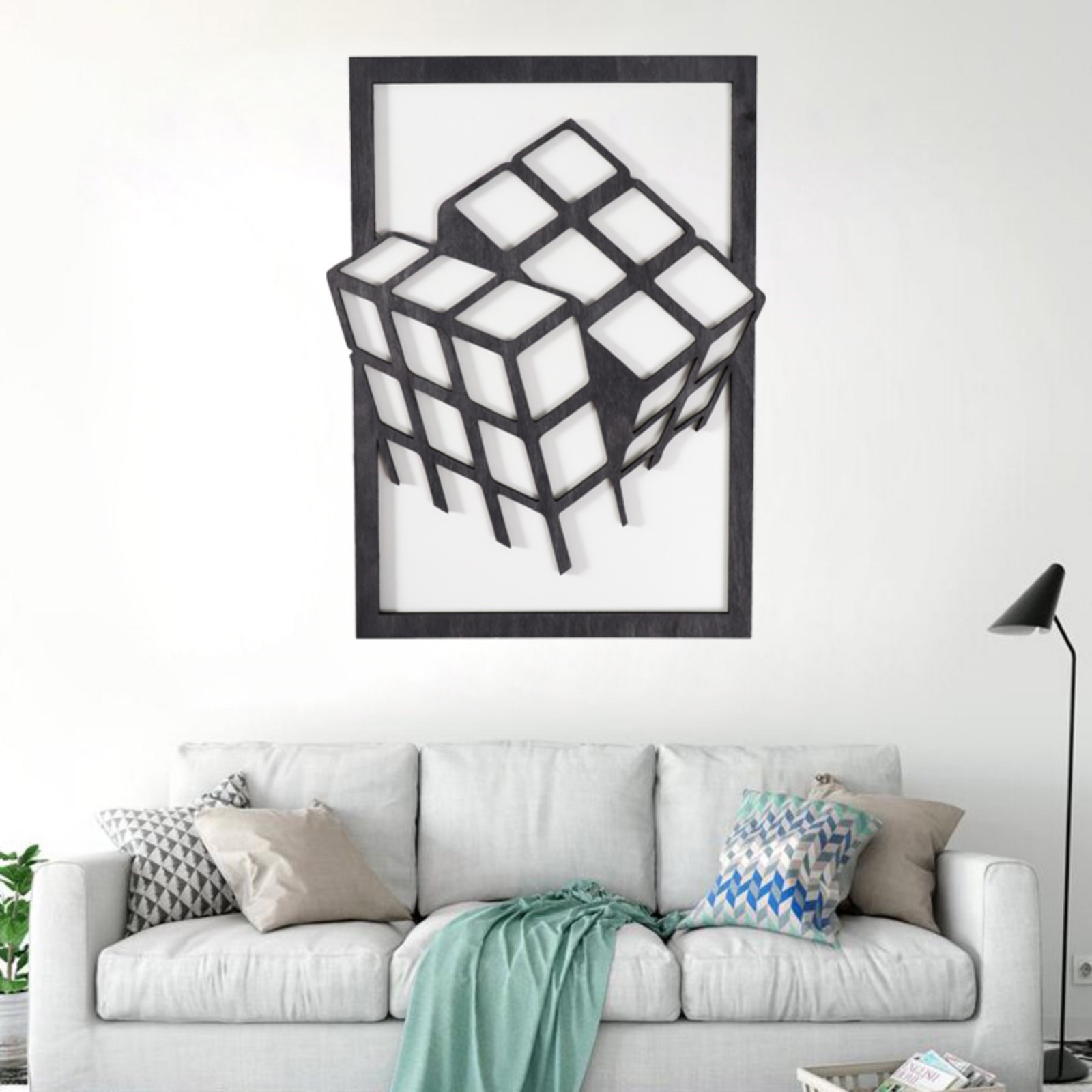 Изображение товара Панно SIMALAND Кубик 30x40 см Черное из фанеры для интерьера