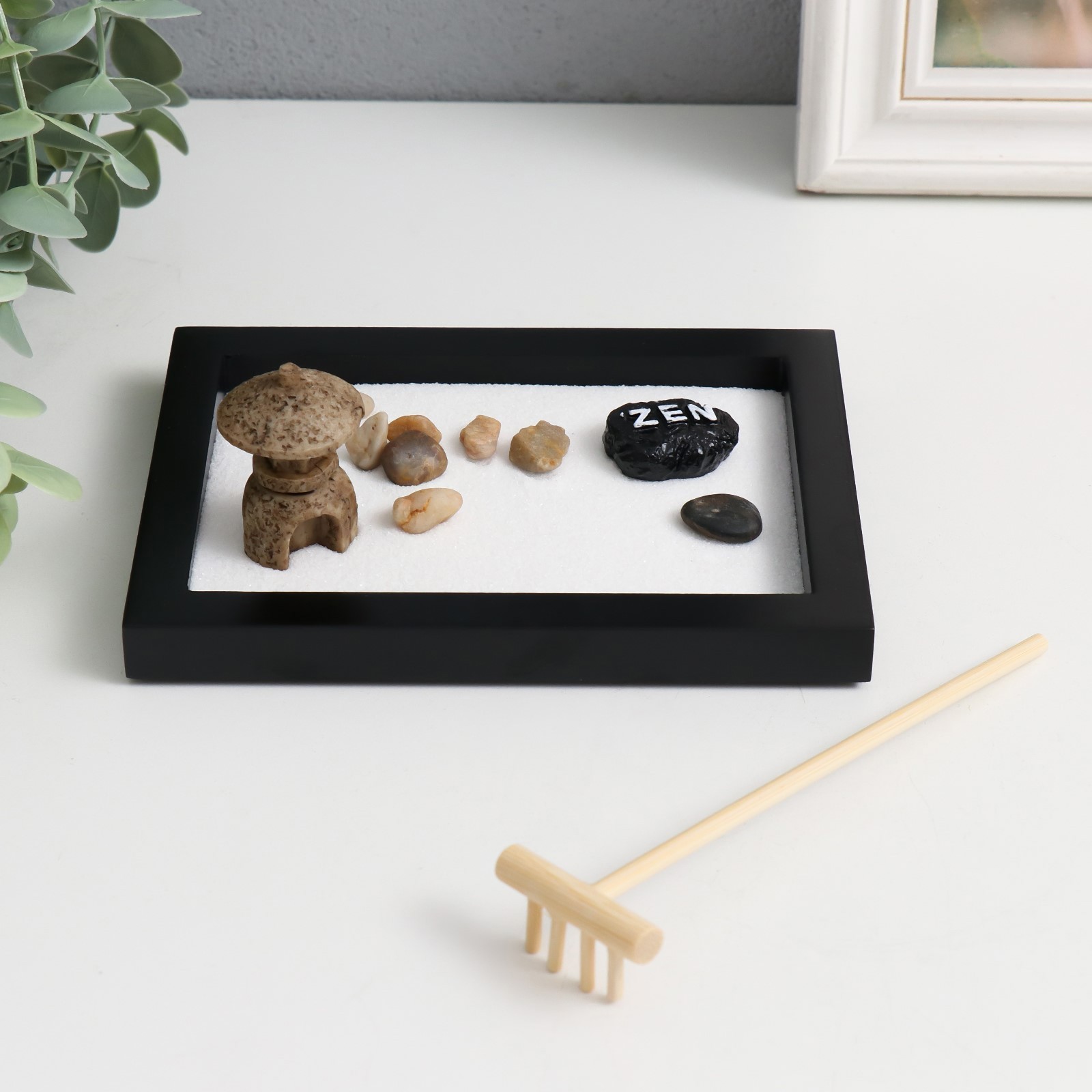 Изображение товара Сувенир антистресс Сад Дзен "Фонарик на песке с камнями" 1.2x15x11 см