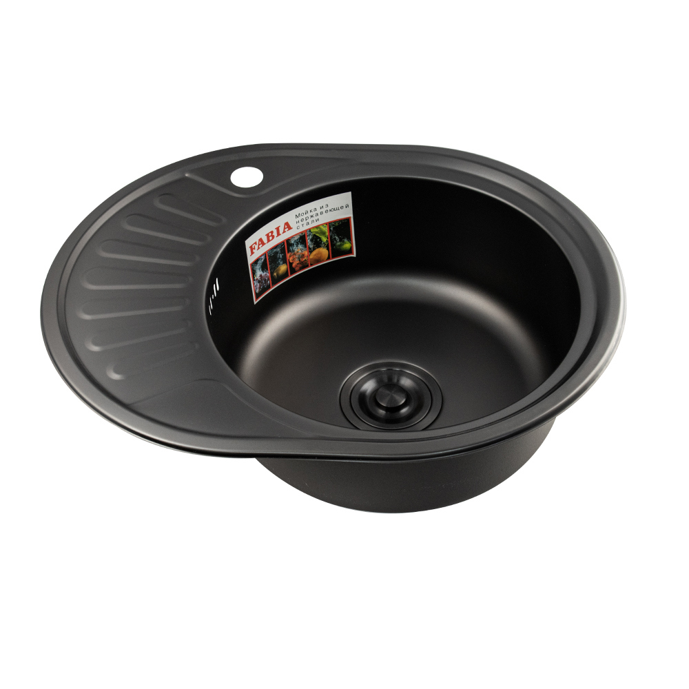 Изображение товара Врезная мойка Fabia 9564 45x57x18 см нержавеющая сталь цвет черный