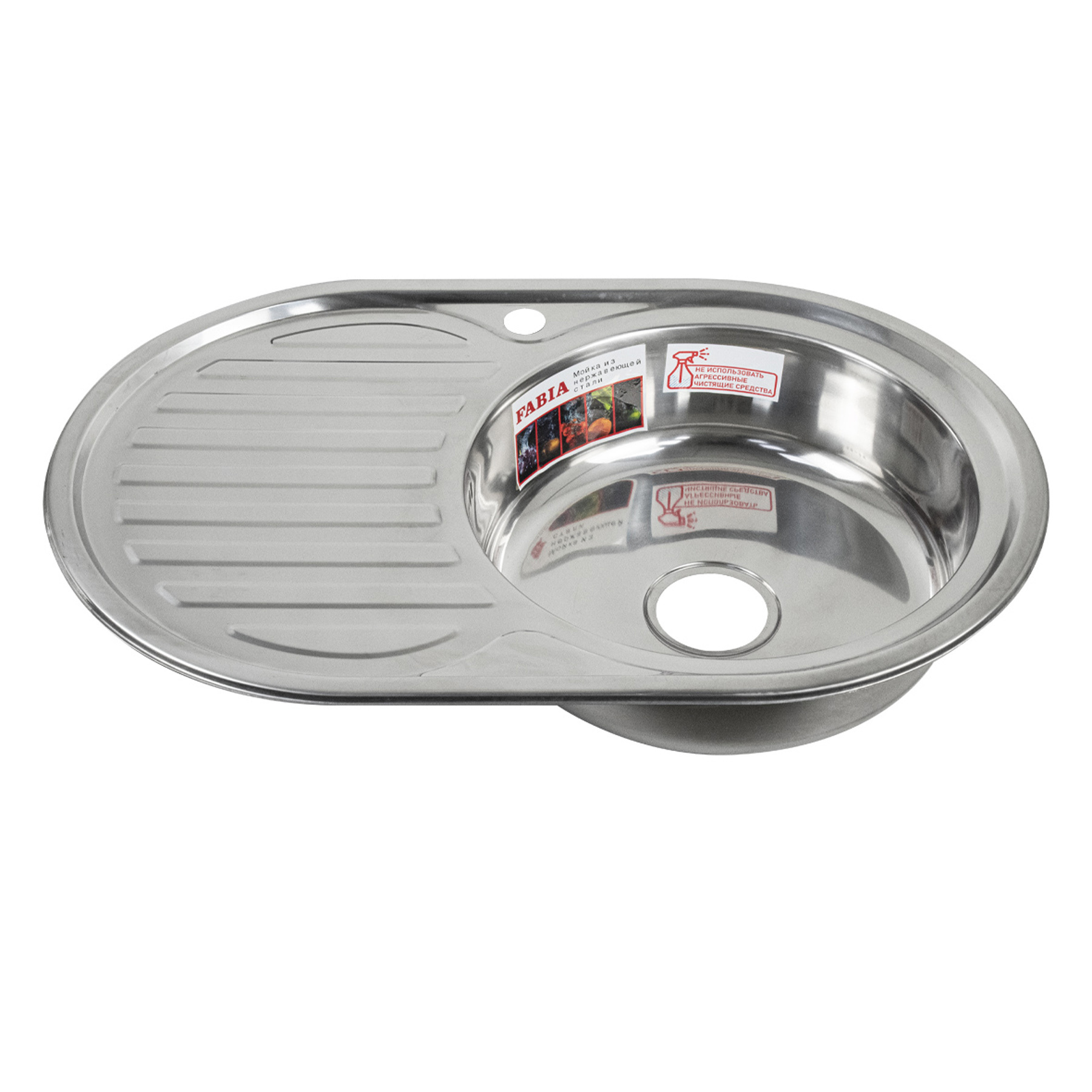 Изображение товара Врезная мойка из нержавеющей стали FABIA 7756R 50х77 см серебристая