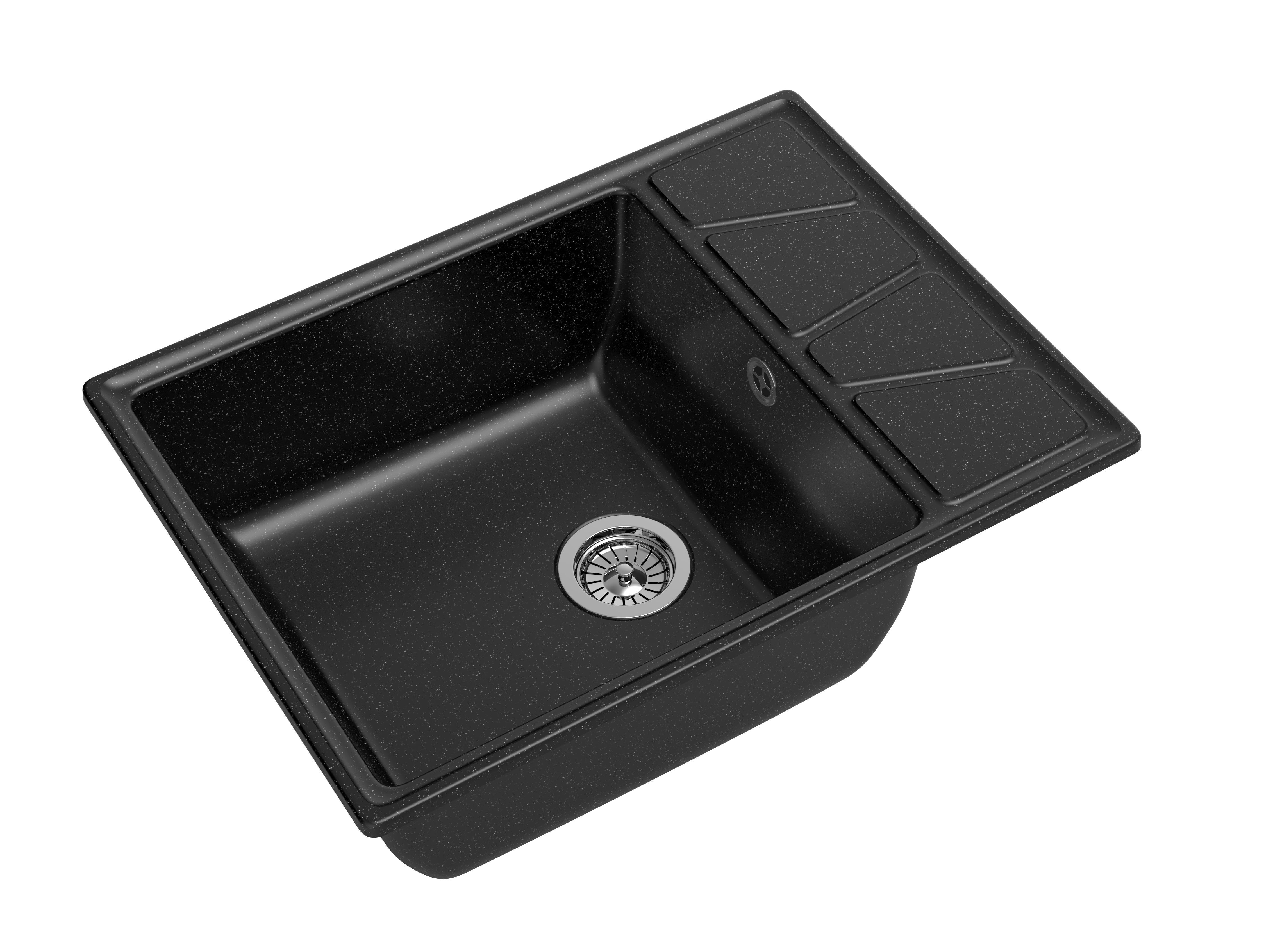 Изображение товара Кухонная мойка GranFest Vertex V-680L черная из искусственного мрамора