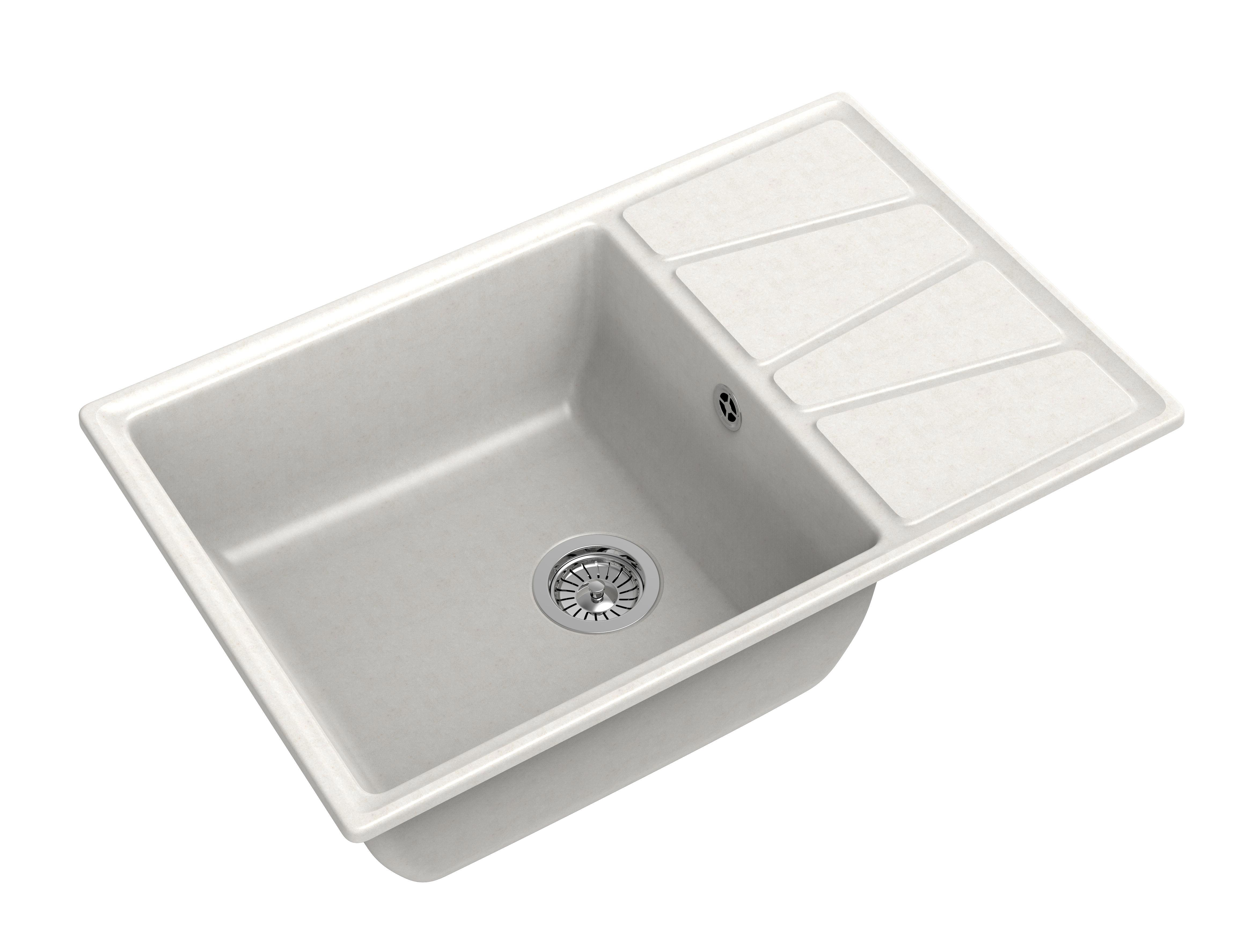 Изображение товара Кухонная мойка GranFest Vertex V-780L белая врезная из литьевого мрамора