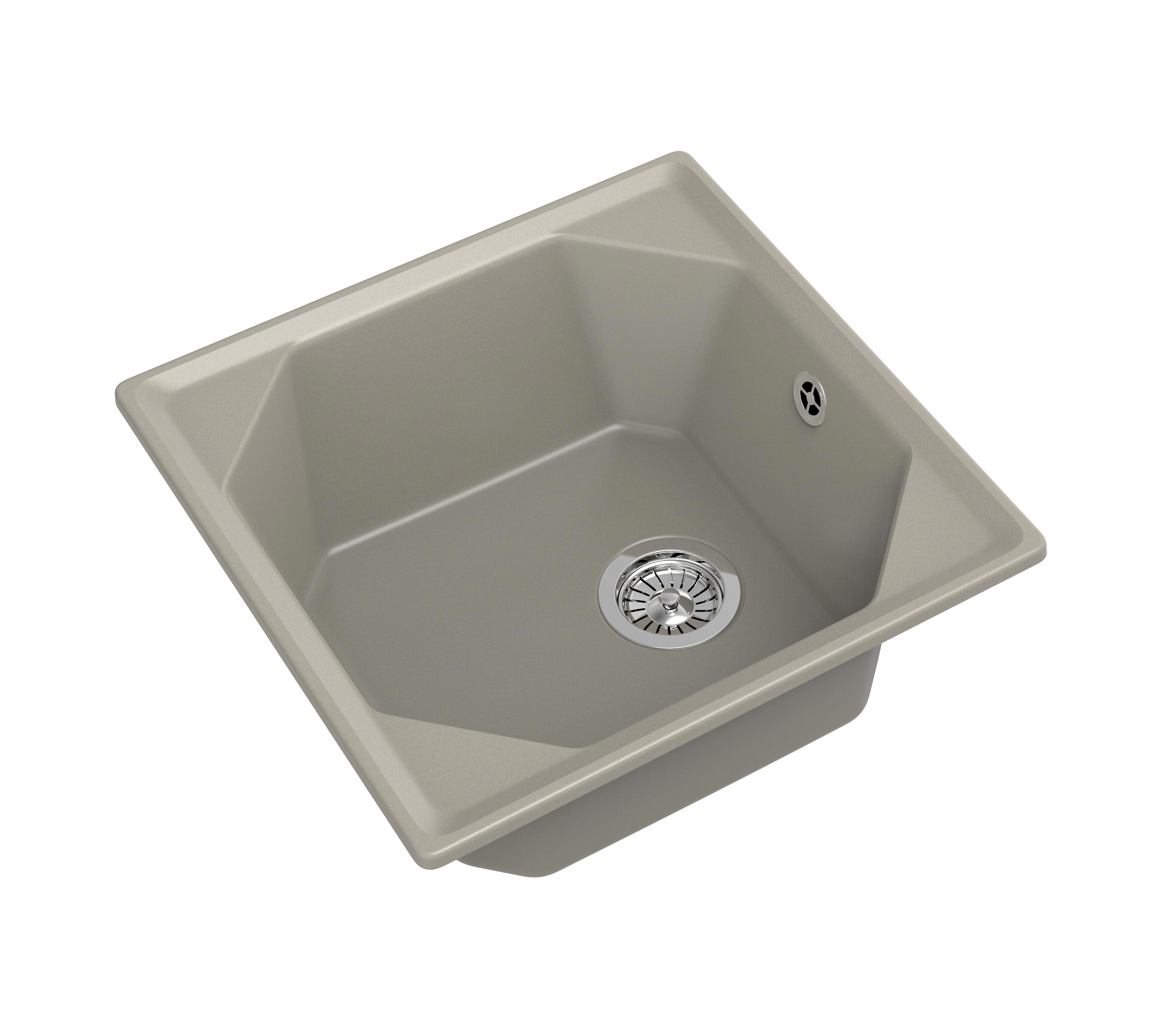 Изображение товара Мойка кухонная GRANFEST Unique U-500 топаз из мрамора с сифоном, 1 чаша