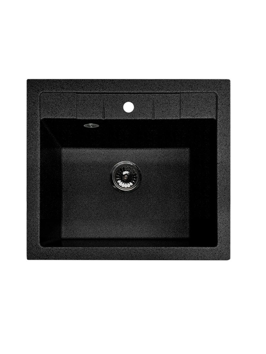 Изображение товара Мойка под столешницу Granfest Quadro 56x50 глубина 20 см мрамор цвет черный