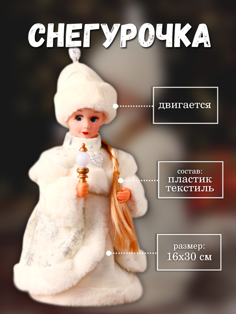 Изображение товара Декоративная снегурочка в белой шубке новогодняя фигурка 16x30 см ЗИМНЕЕ ВОЛШЕБСТВО