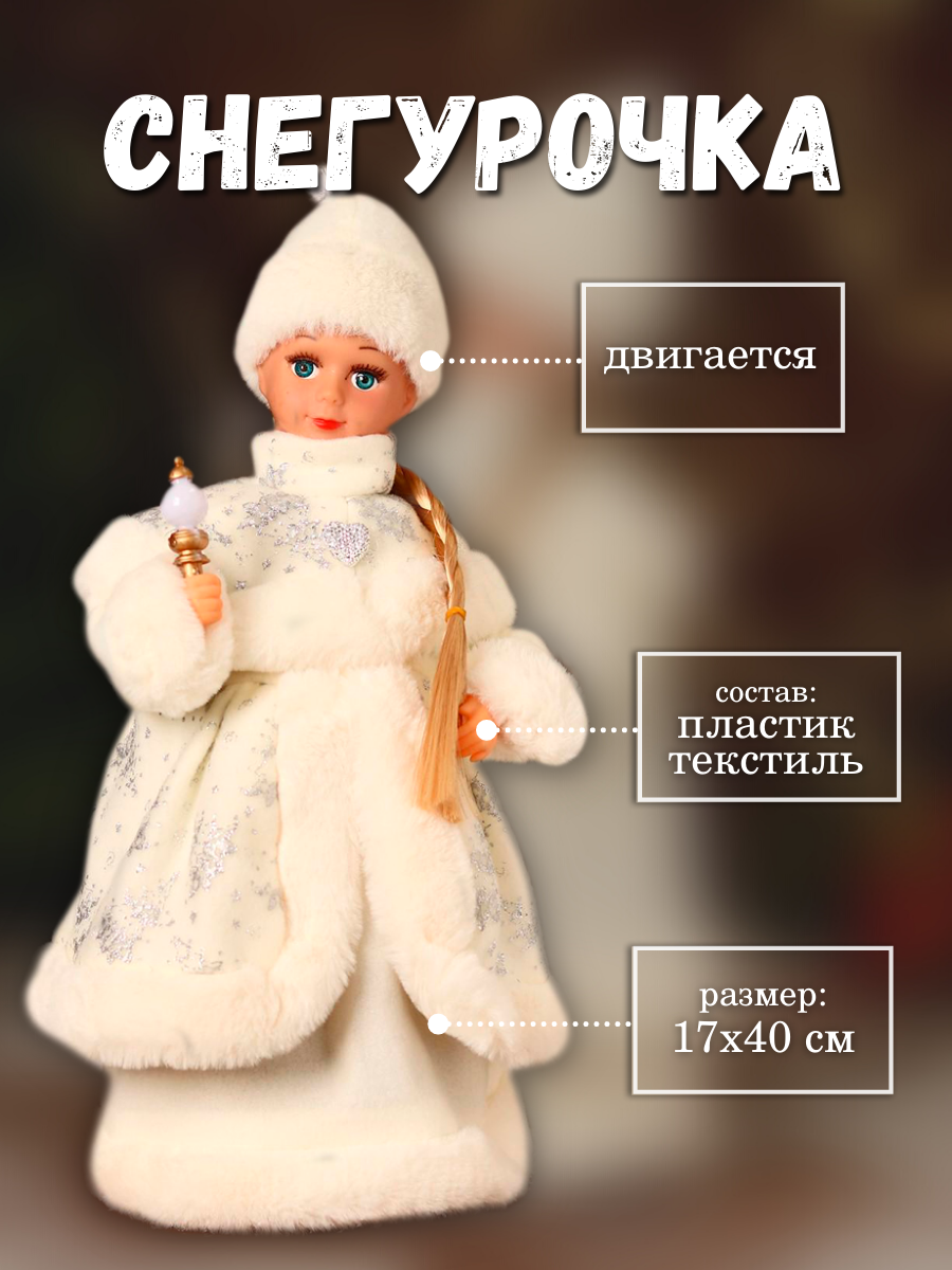 Изображение товара Декоративная фигура Новогодняя Снегурочка в белой шубке 17x40 см Зимнее волшебство
