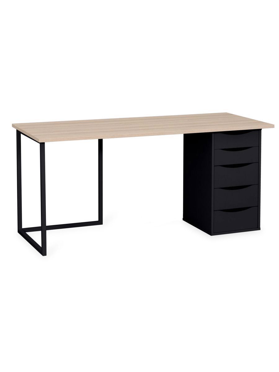 Изображение товара Офисный стол Огого обстановочка! 180x74x70 см ЛДСП цвет ясень/черный