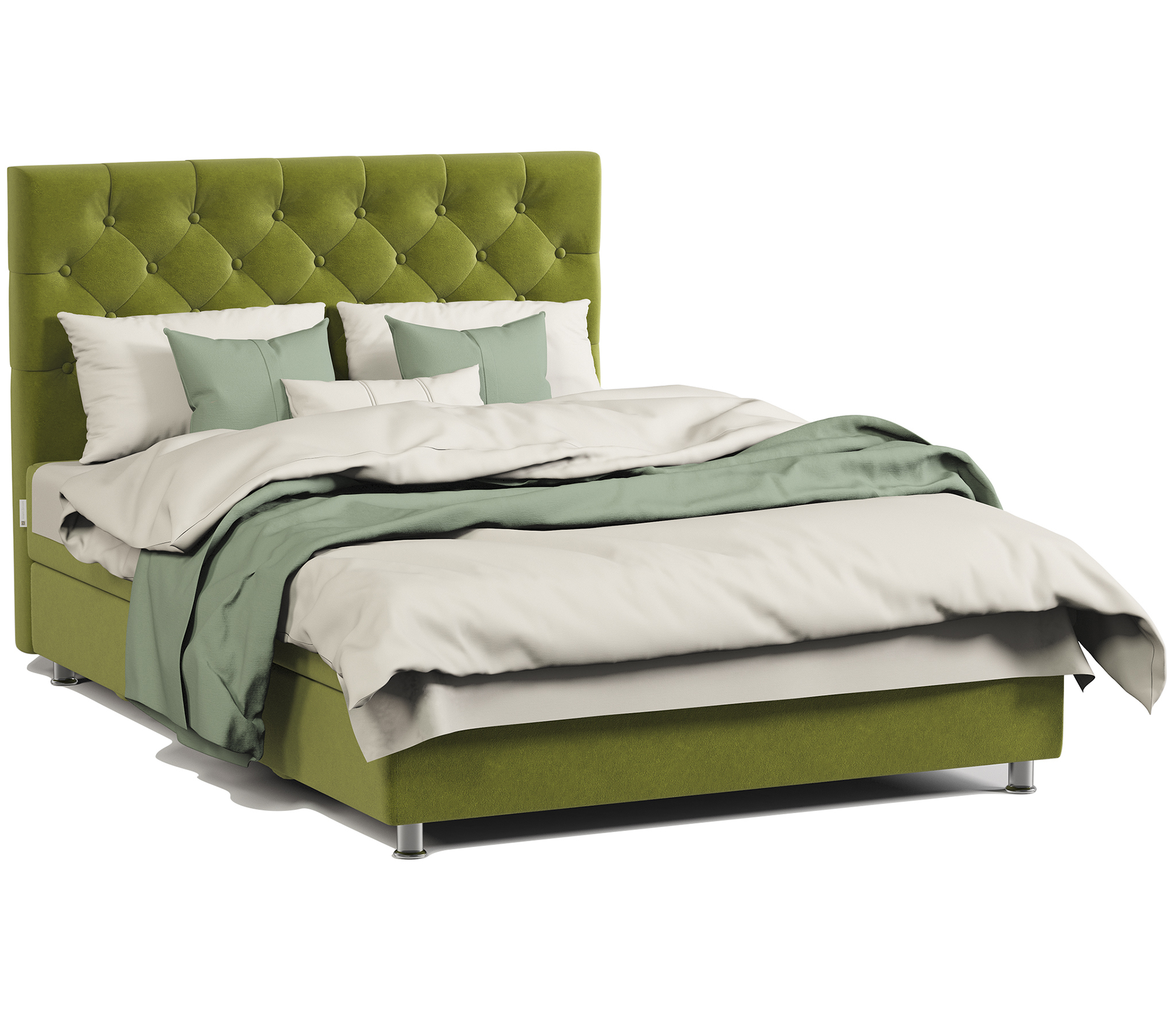 Изображение товара Кровать Шарм-дизайн Шармэль 100x198 см из массива с велюровой обивкой зеленый