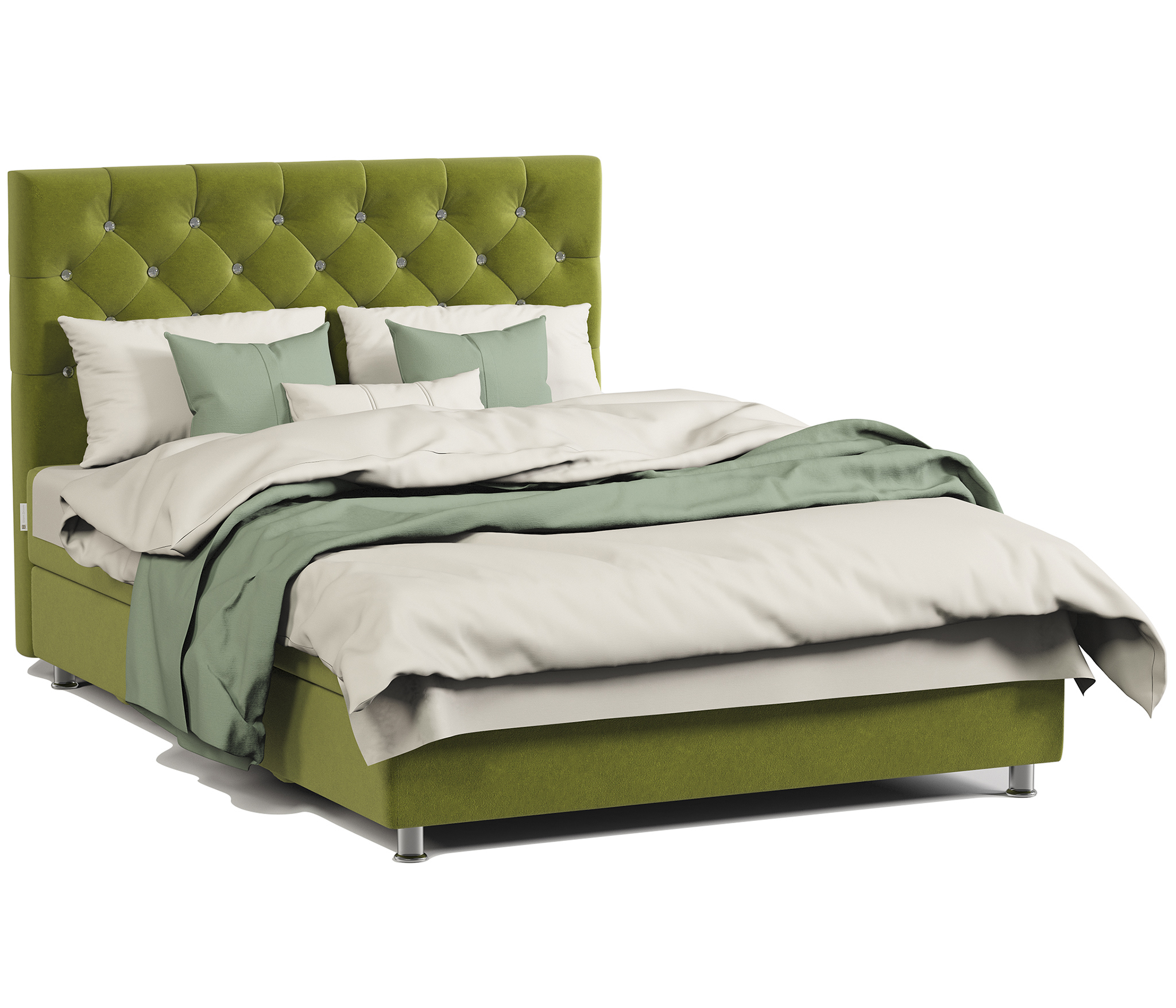 Изображение товара Кровать Шарм-дизайн Шармэль люкс 90x208 см из массива дерева с велюровой обивкой