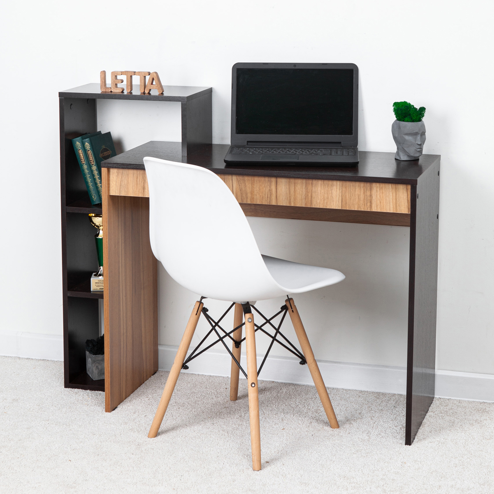 Изображение товара Офисный стол с полкой Letta 2937 белый орех Венге современная мебель для дома и офиса