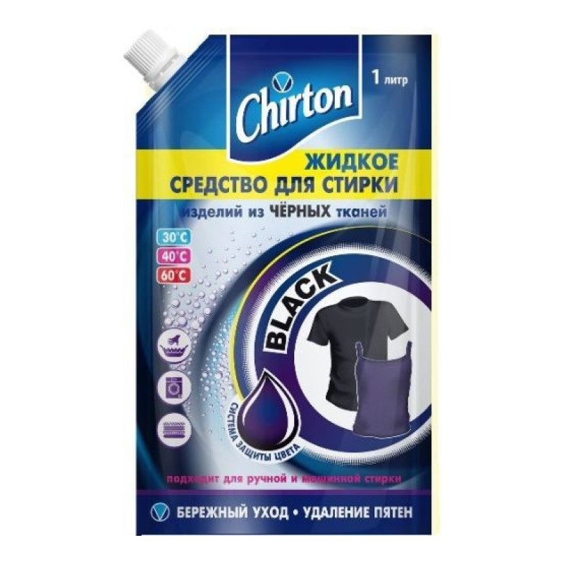 Изображение товара Средство жидкое для стирки Chirton для чёрных тканей 1000 мл Изображение товара Средство жидкое для стирки Chirton для чёрных тканей 1000 мл