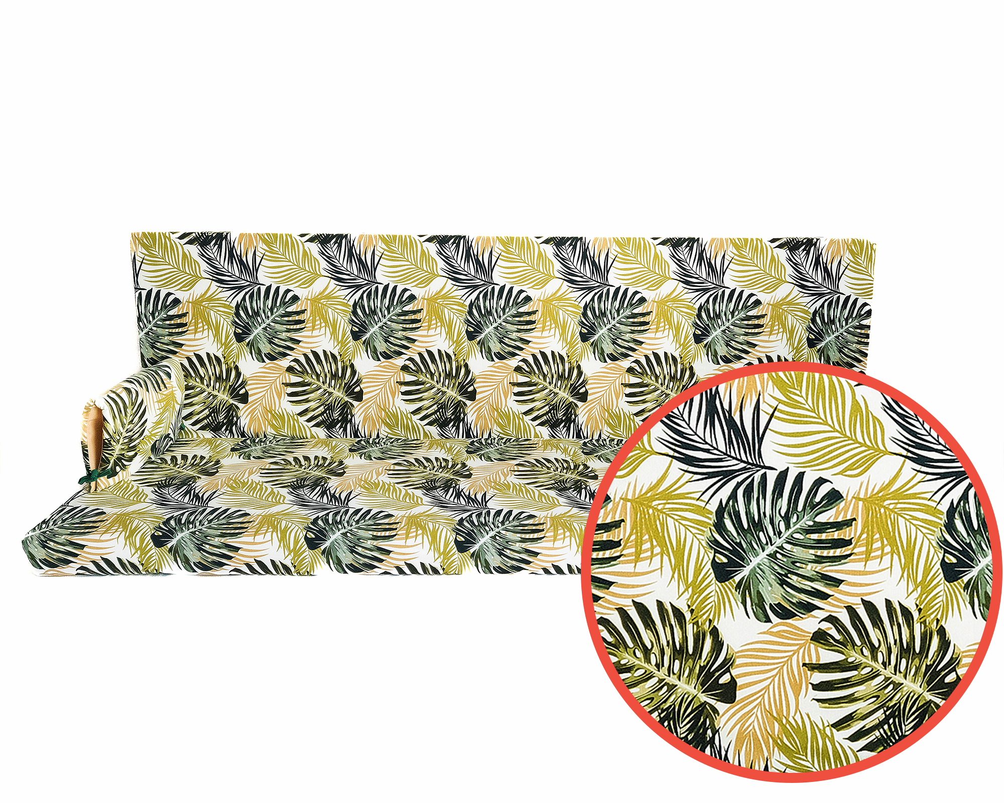 Изображение товара Матрас для садовых качелей Монстера зеленая 200x60x10 см водоотталкивающая ткань