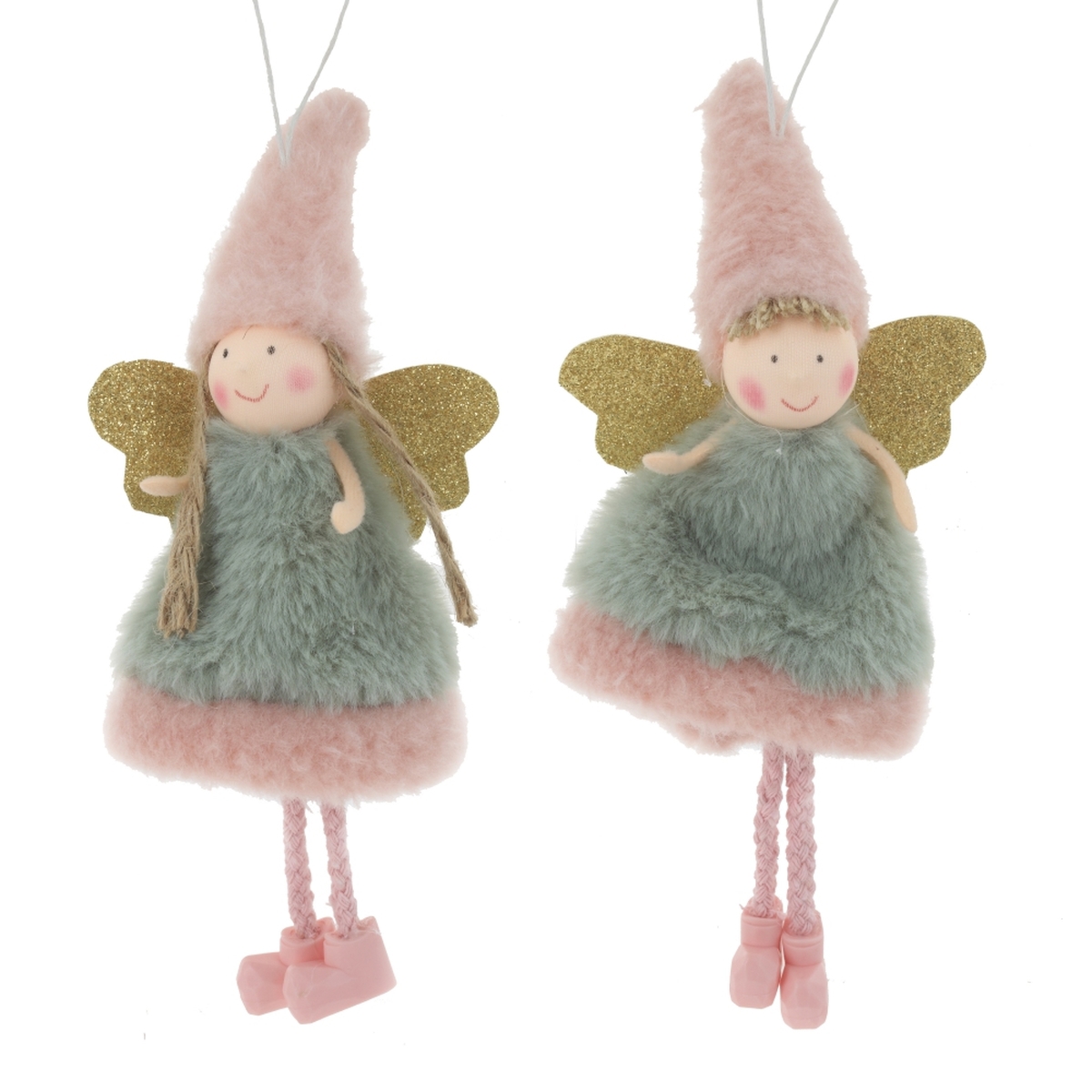 Изображение товара Елочная игрушка Remeco Collection Ангел 763257 20x3x8 см в ассортименте цвет зелено-розовый