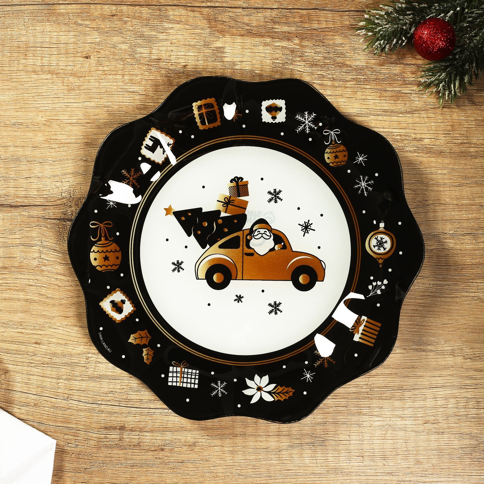 Изображение товара Тарелка Дорого Внимание Время Чудес. Новый Год 23x23 см стекло цвет белый