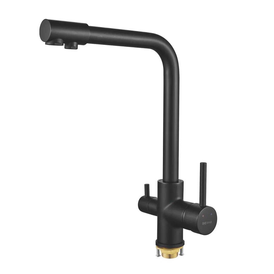Изображение товара Однорычажный смеситель для кухни Shevanik S328H черный излив 29.5 см с фильтром