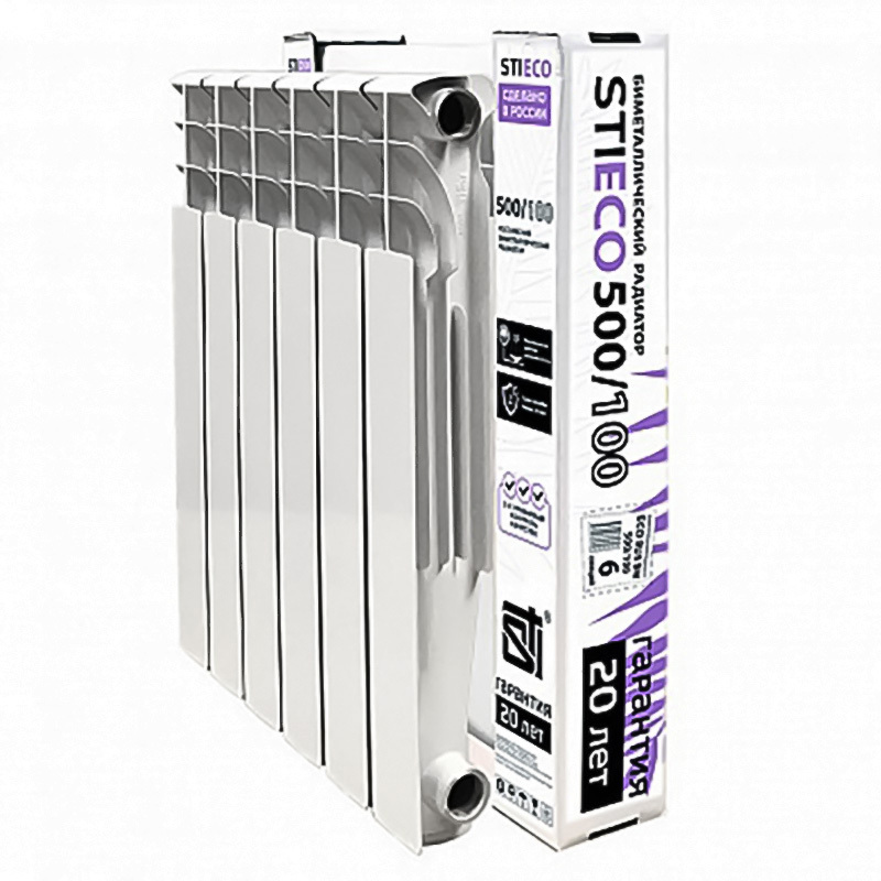 Изображение товара Радиатор водяного отопления STI ECO RUS BM 500/100 6 секций белый для систем центрального отопления