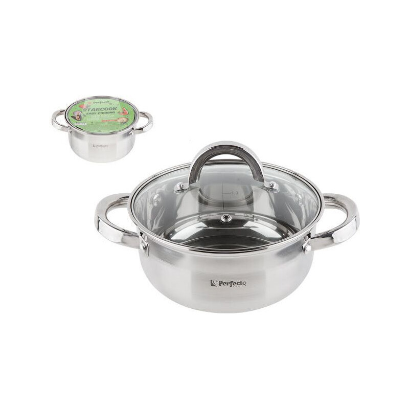 Изображение товара Кастрюля 1.8 л с крышкой Perfecto linea Starcook нержавеющая сталь цвет серый