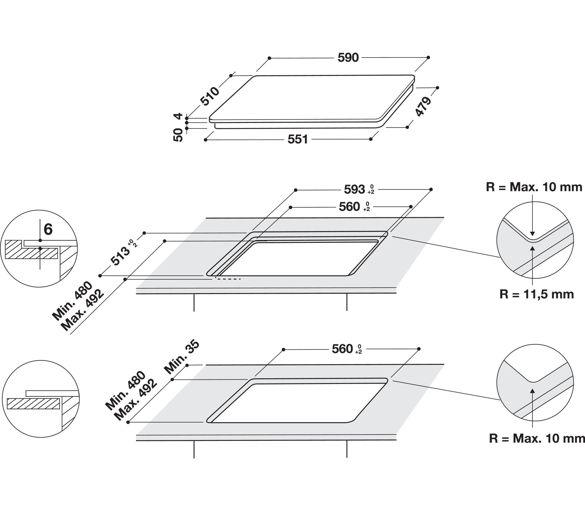 Изображение товара Индукционная варочная панель Indesit IB 65B60 NE 4 конфорки сенсорная черный