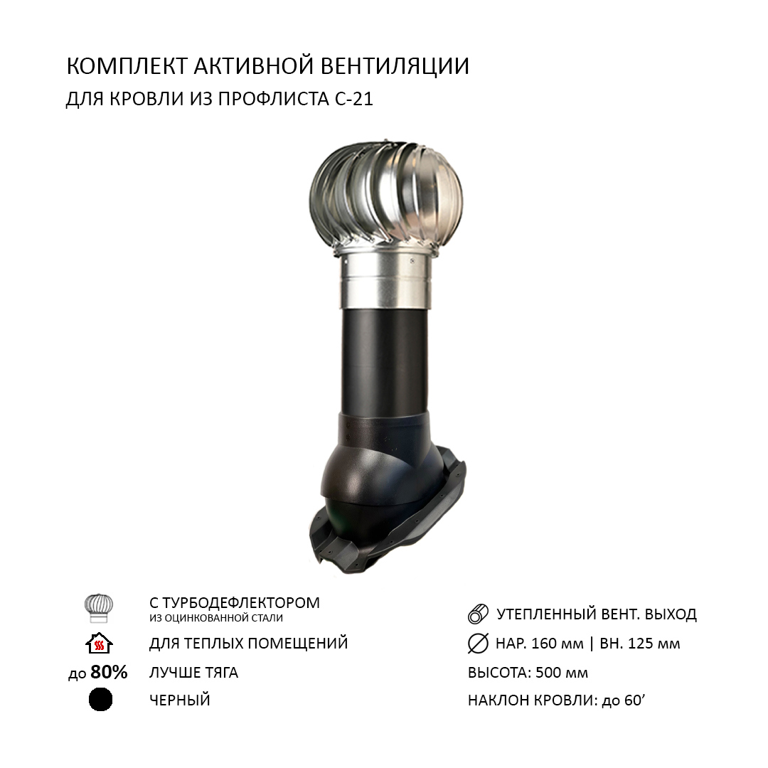 Изображение товара Турбодефлектор Polivent TD160 ОЦ утепленный для кровельного профнастила