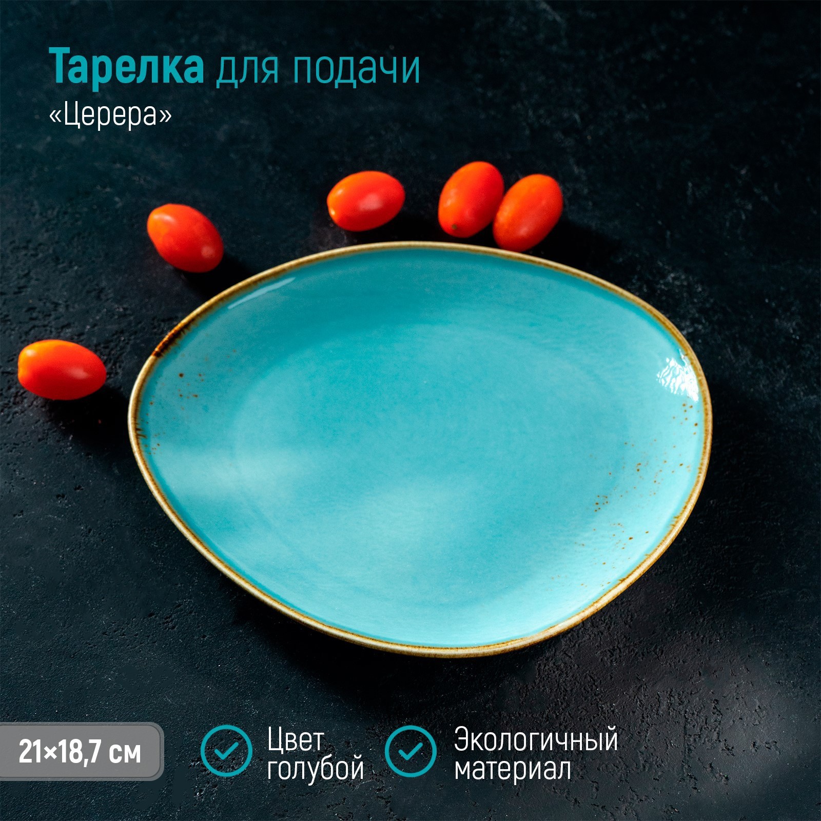 Изображение товара Тарелка Magistro фарфор 5388004 цвет бирюзовый