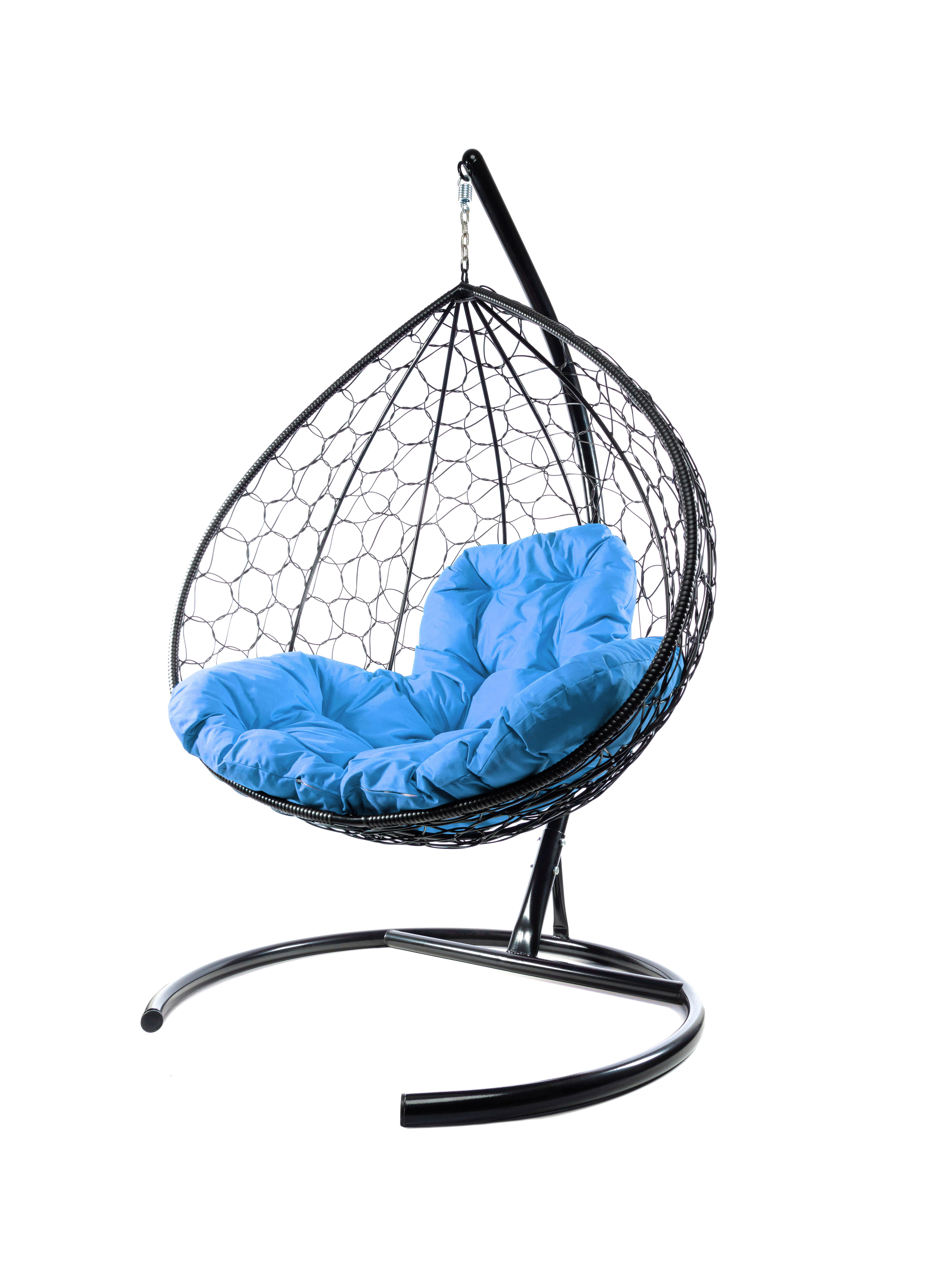 Изображение товара Кресло подвесное M-group XL 1-местное сталь ротанг подушка голубая Россия