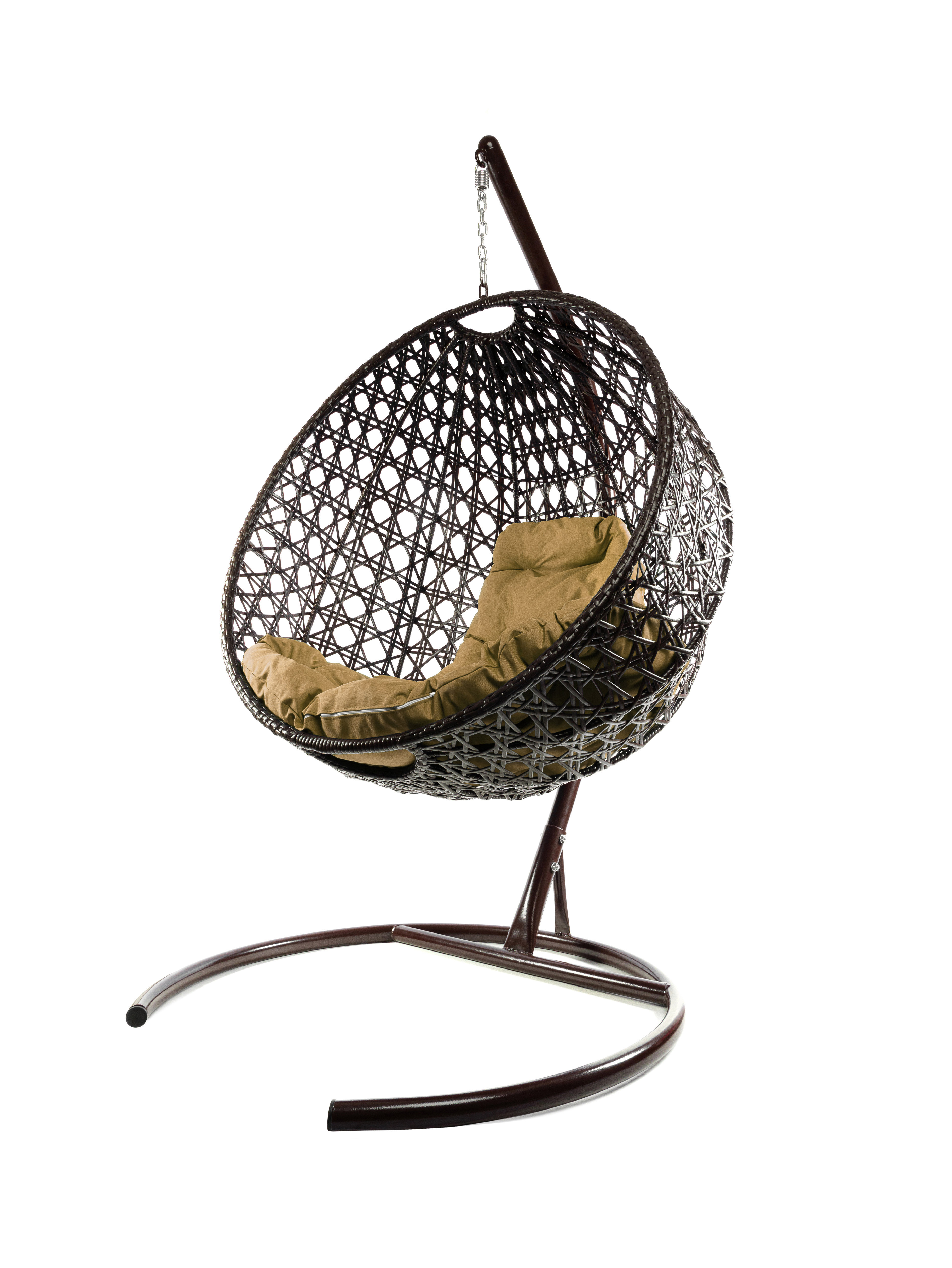 Изображение товара Кресло подвесное М-групп Круг люкс с подушкой коричневое и опорой