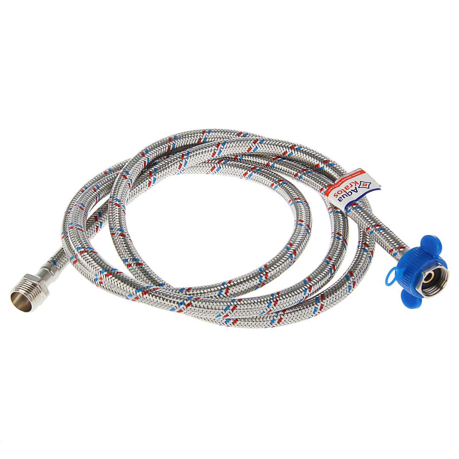 Изображение товара Гибкая подводка для воды Aquakratos 200 см гайка-штуцер нержавейка