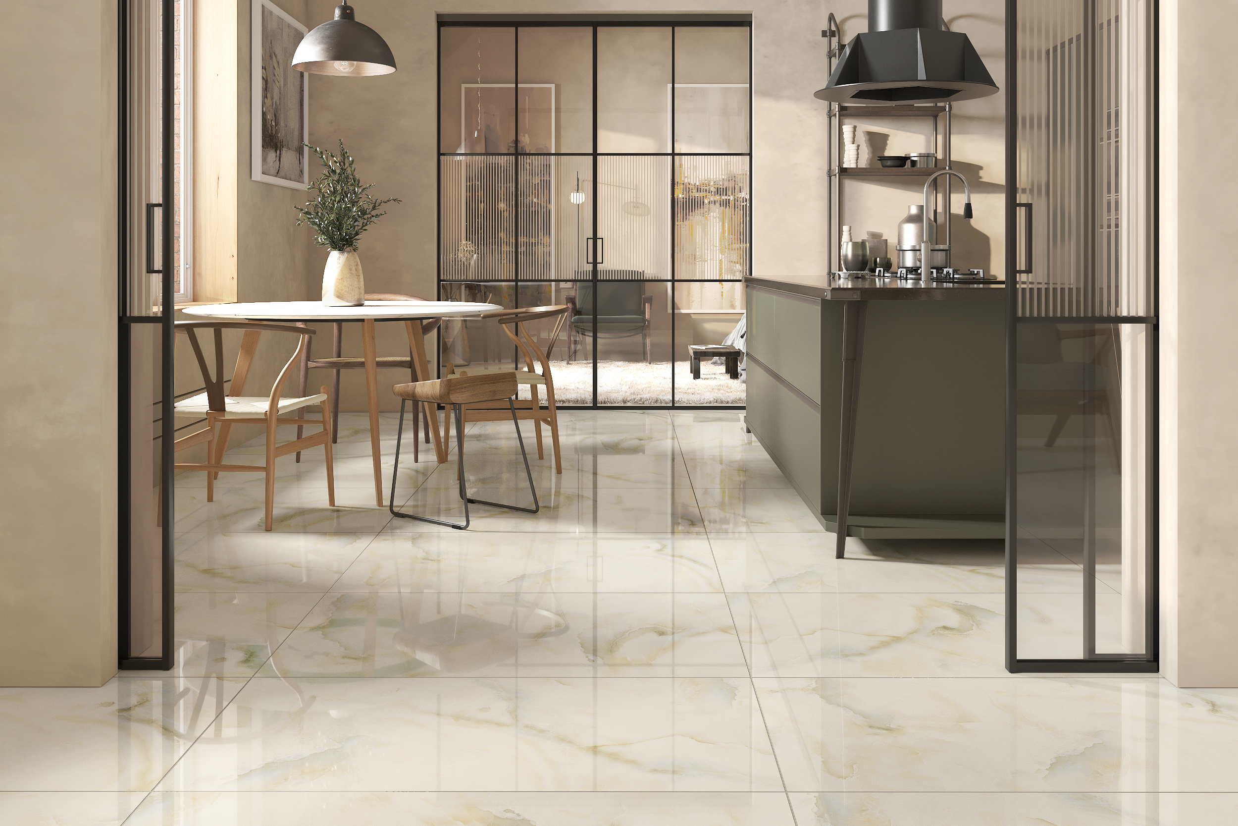 Изображение товара Керамогранит KERALD Moon Onyx Crema Glossy 60x120 см бежевый